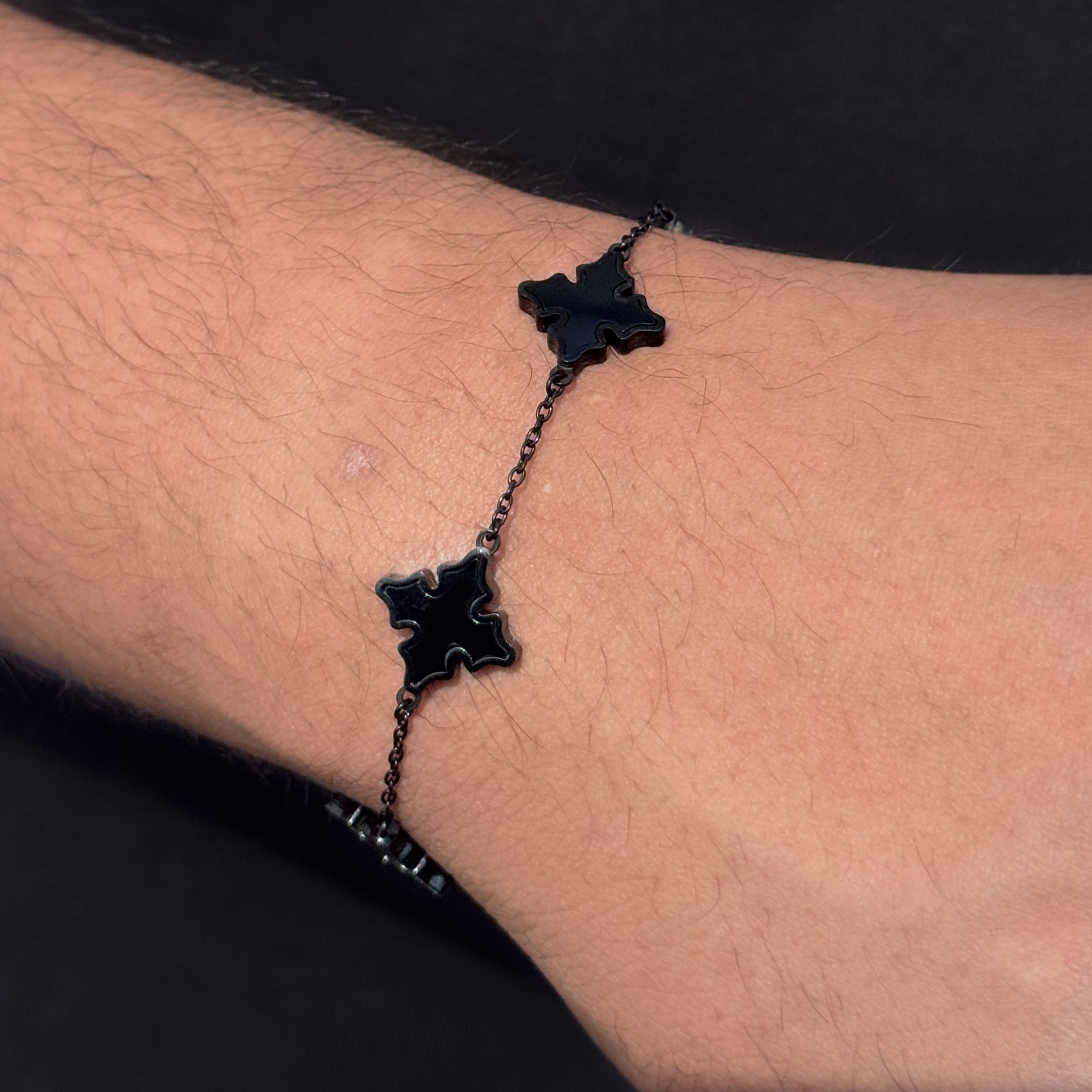 Men's 15mm Black Multi Cross Link Bracelet in Premium Stainless Steel - Water, Heat & Sweat-Proof