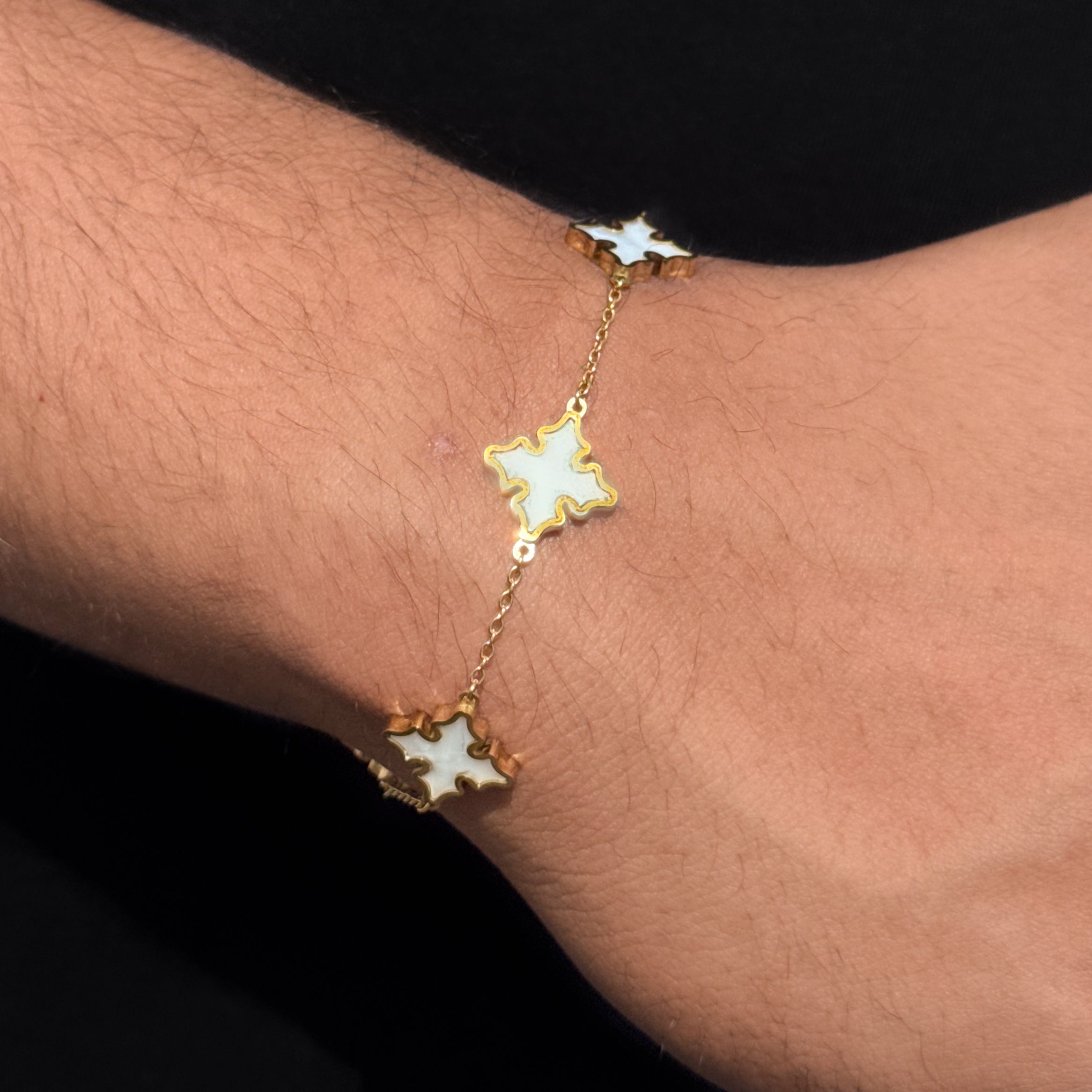 Men's 15mm Gold Multi-Cross Bracelet in Premium Stainless Steel – Double-Sided Design, Water, Heat & Sweat Proof