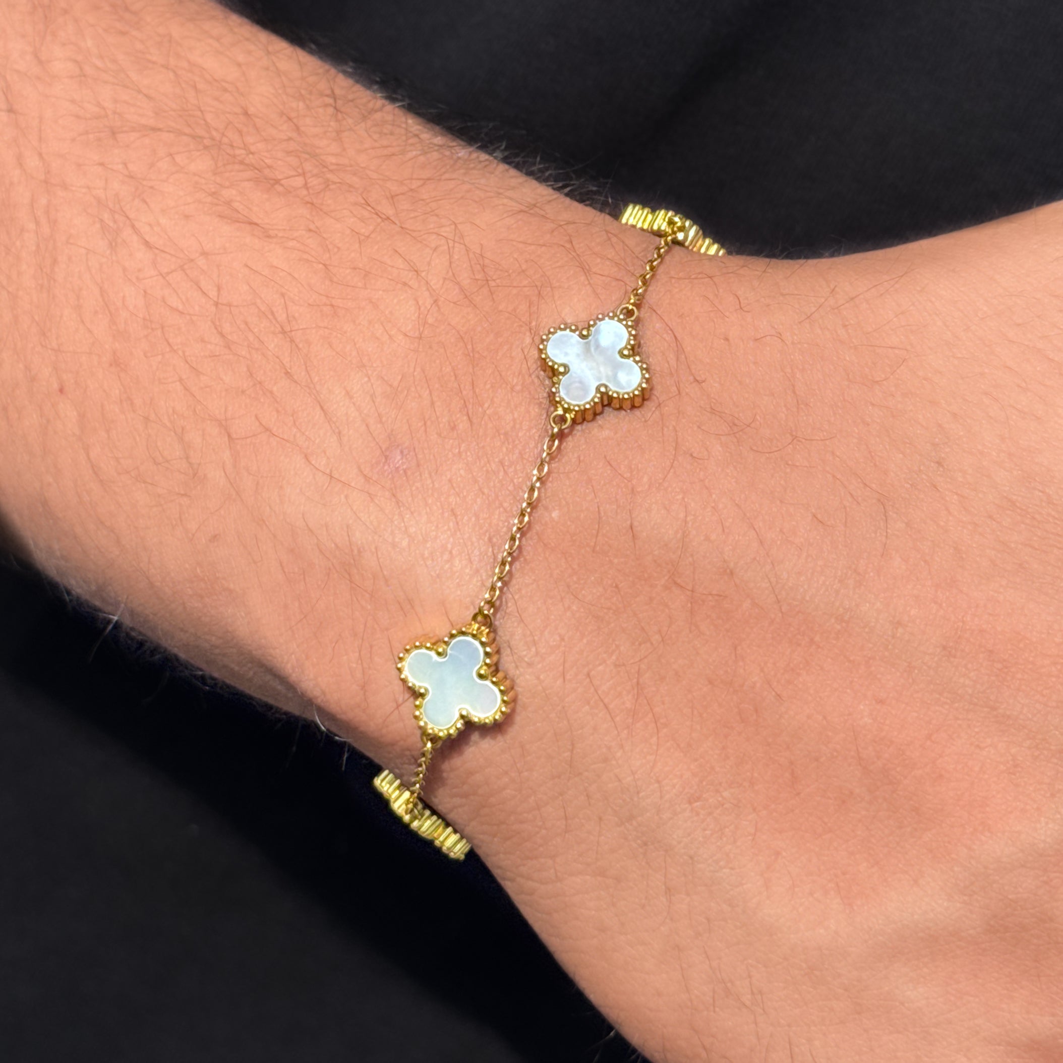 Men's 13mm Gold 4-Leaf Clover Bracelet in Premium Stainless Steel - Double Sided Charms, Water, Heat & Sweat Resistant