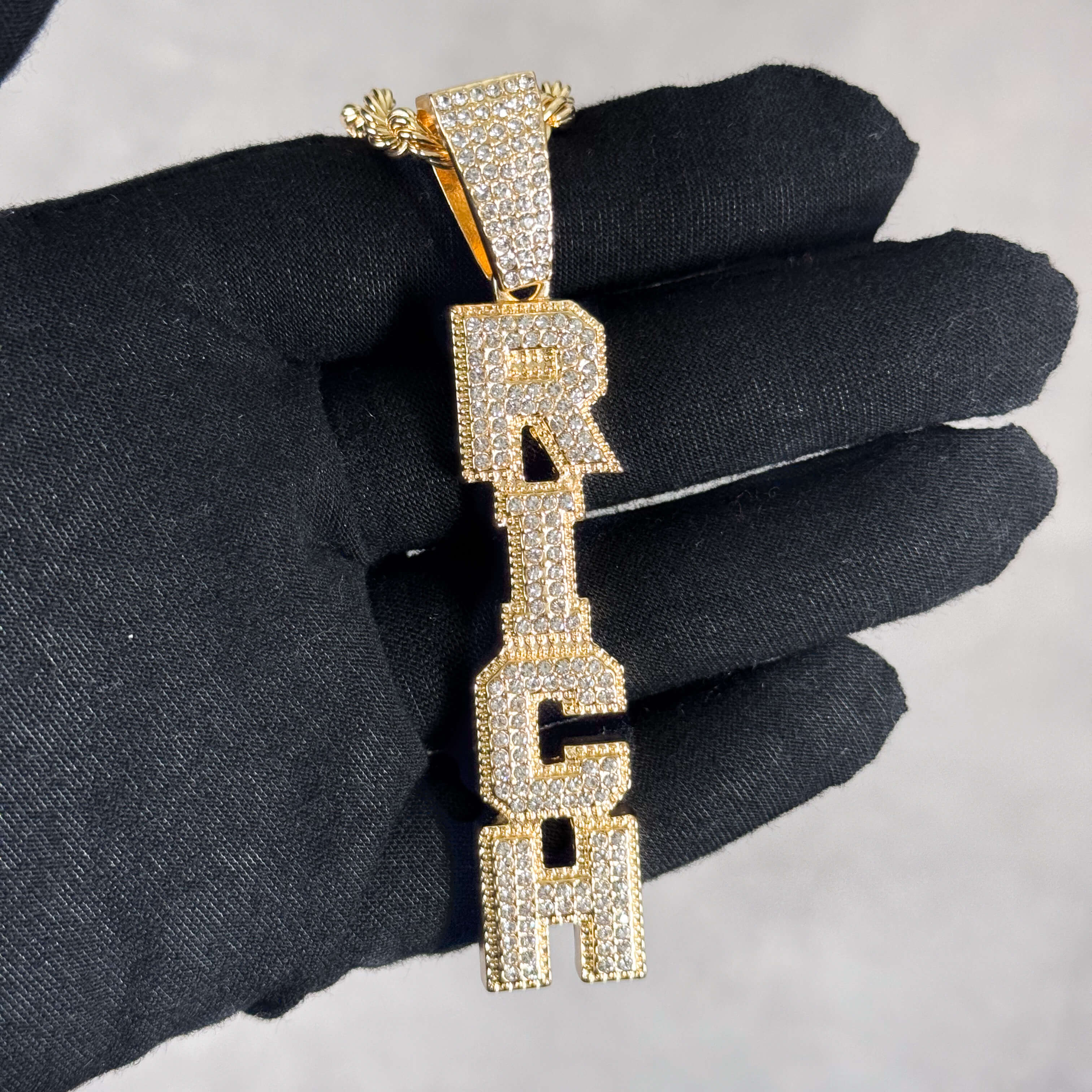Iced out Vertical Rich Pendant