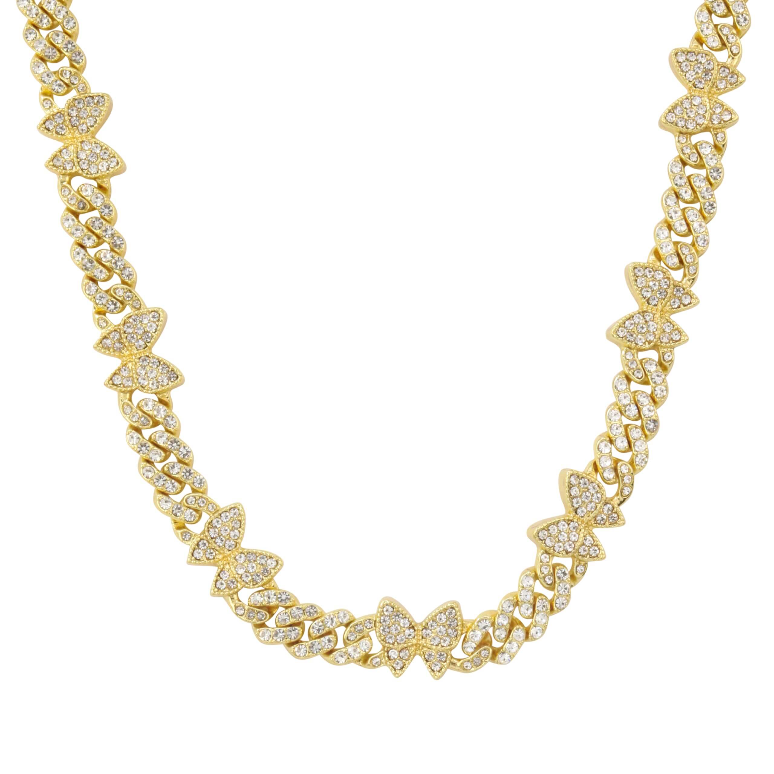 9mm Iced Out Butterfly Cuban Link Chain Necklace