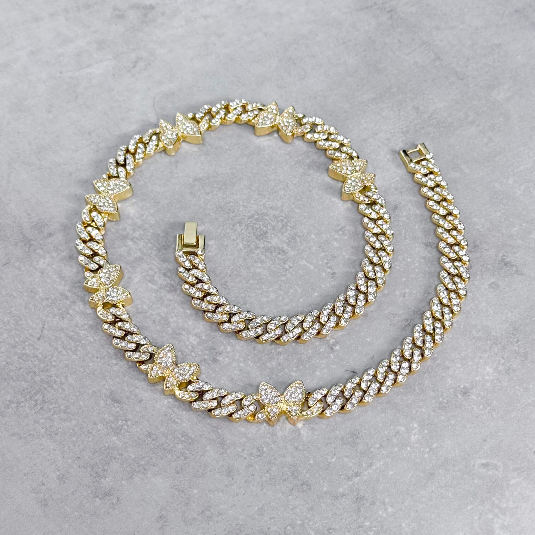 9mm Iced Out Butterfly Cuban Link Chain Necklace