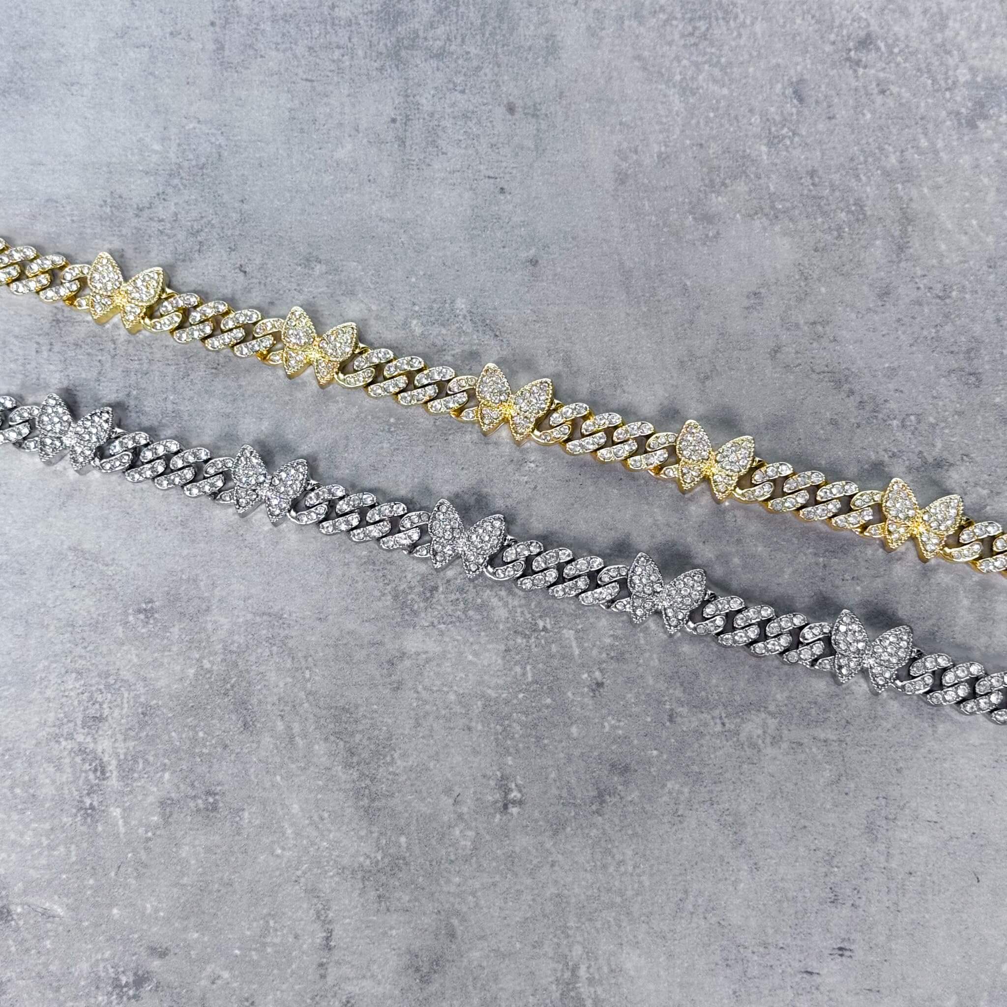 9mm Iced Out Butterfly Cuban Link Chain Necklace