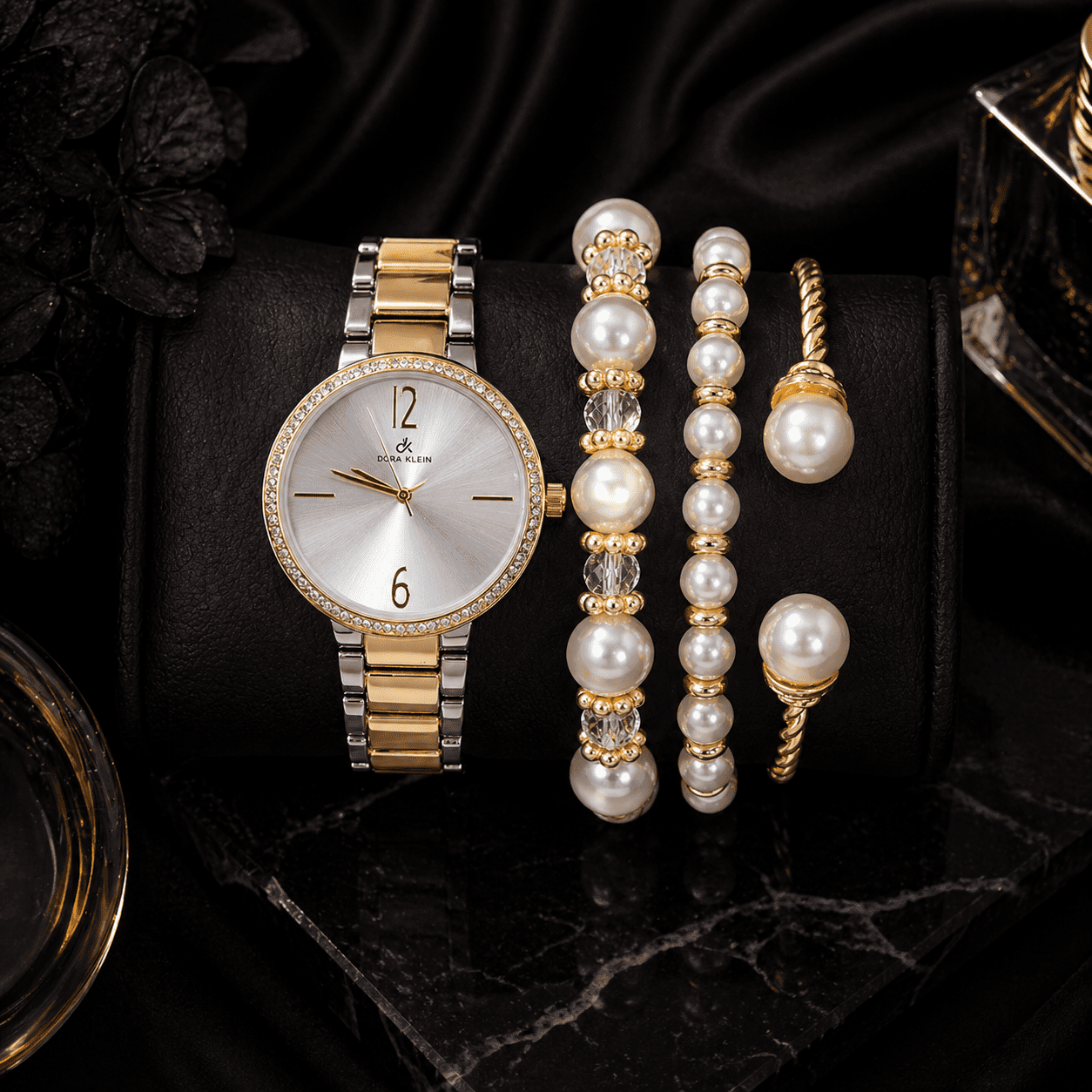 Women’s 36mm Round Dial Watch & Bangle Bracelet Set