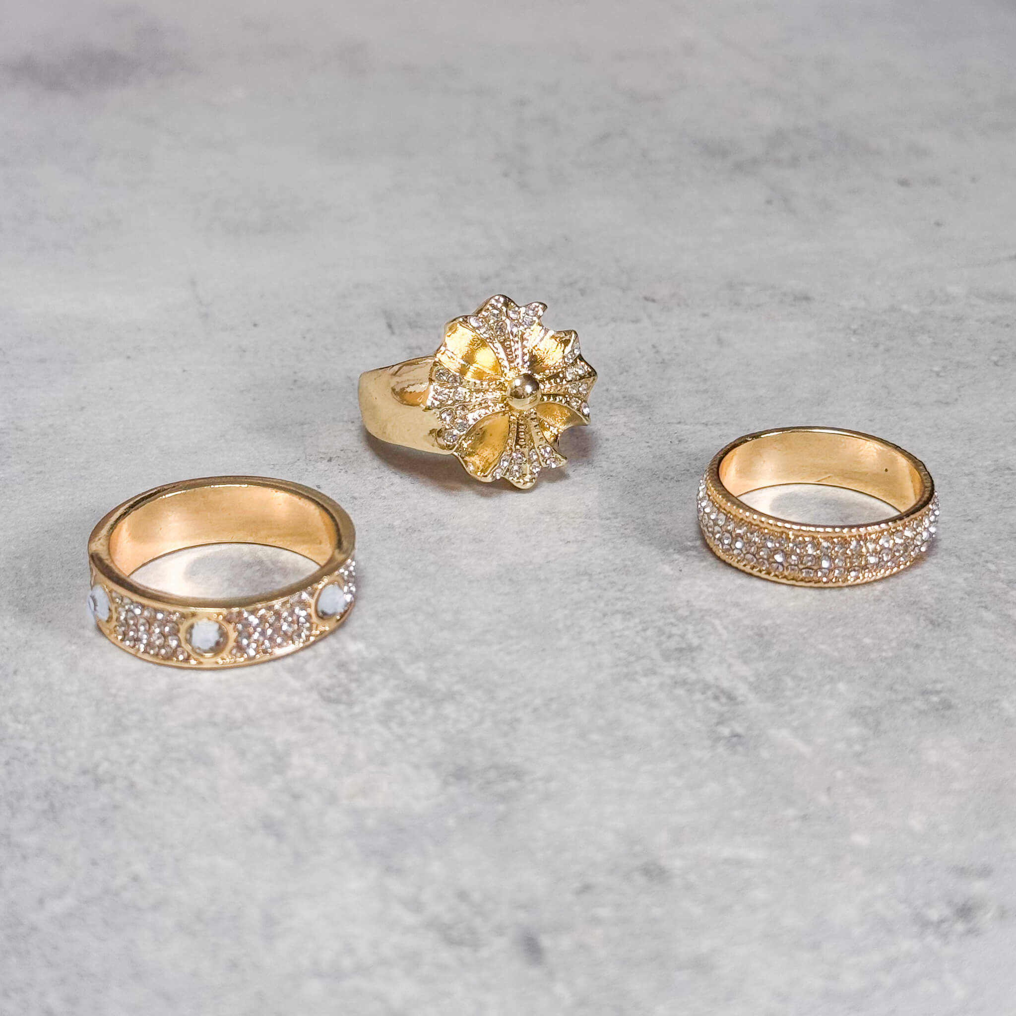 Iced Cross 3-Piece Ring Set