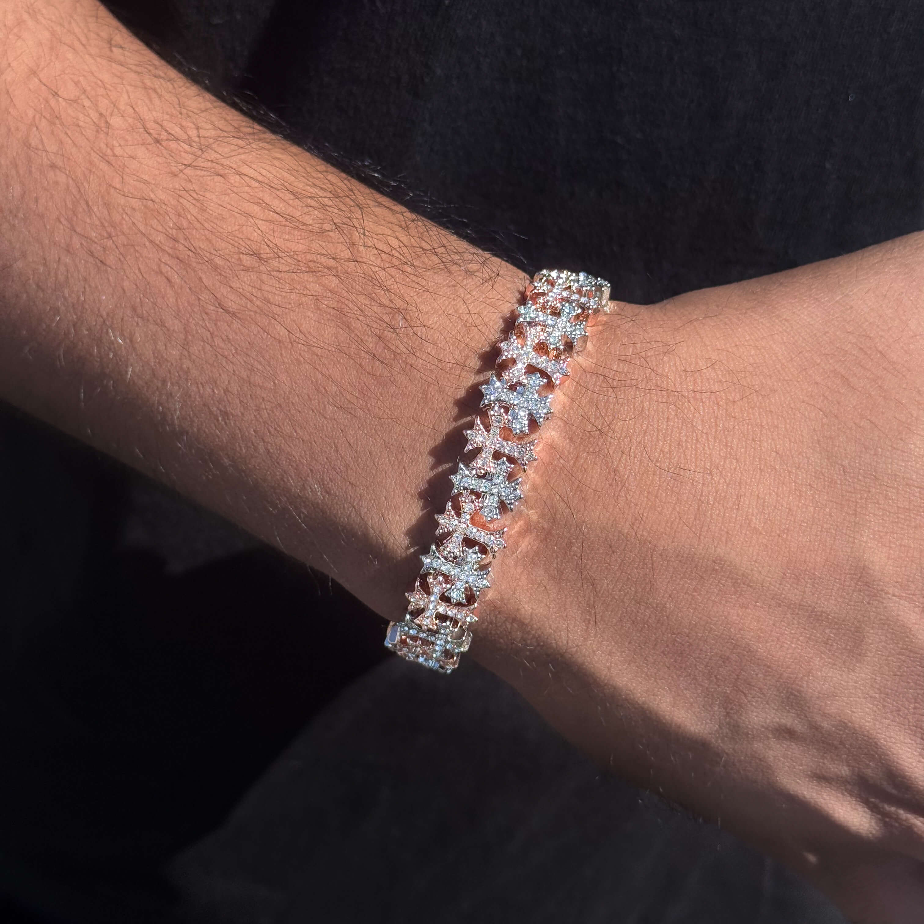 Men's 20mm Iced Out Multi Cross Link Bracelet