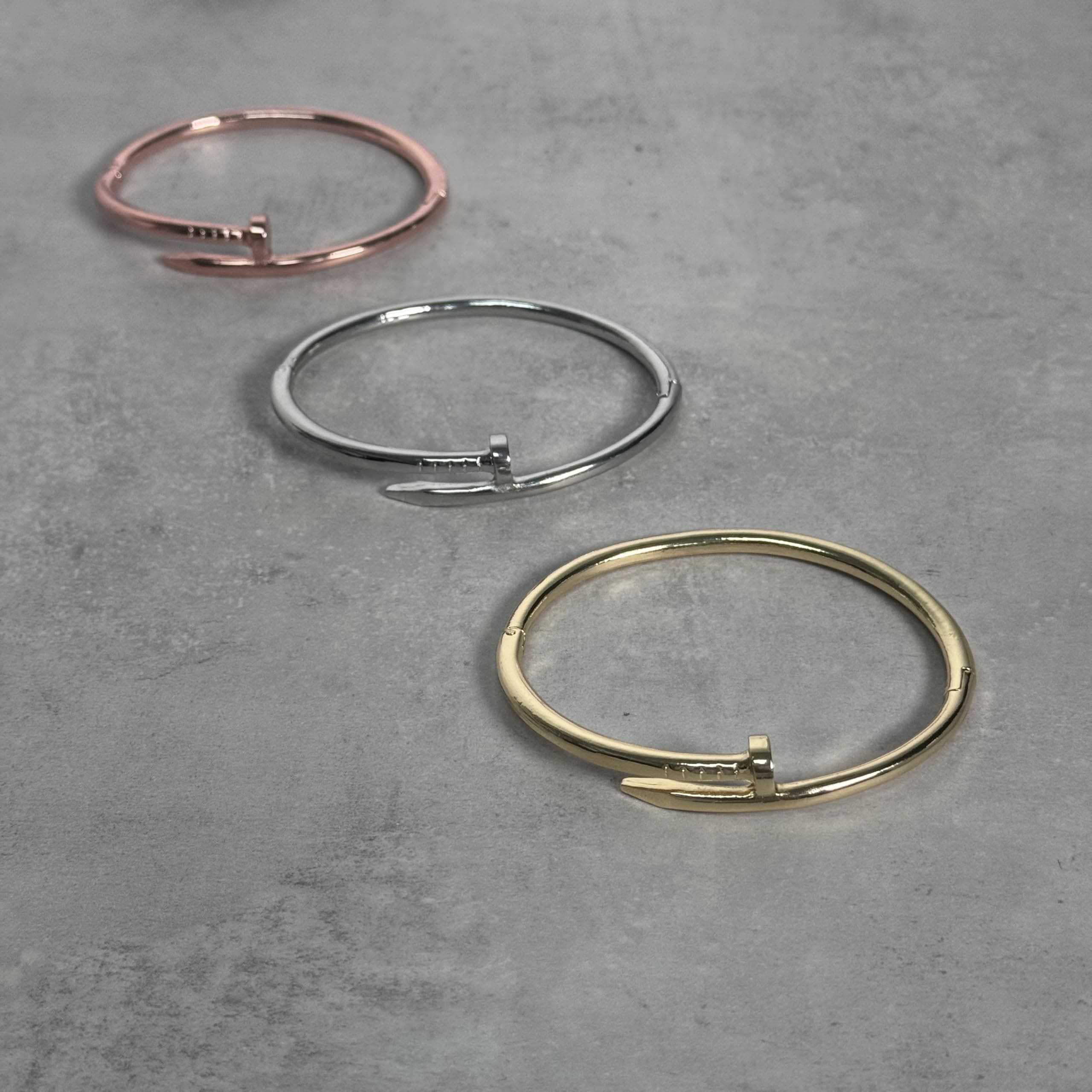 Men's Nail Hinged Bangle Bracelet