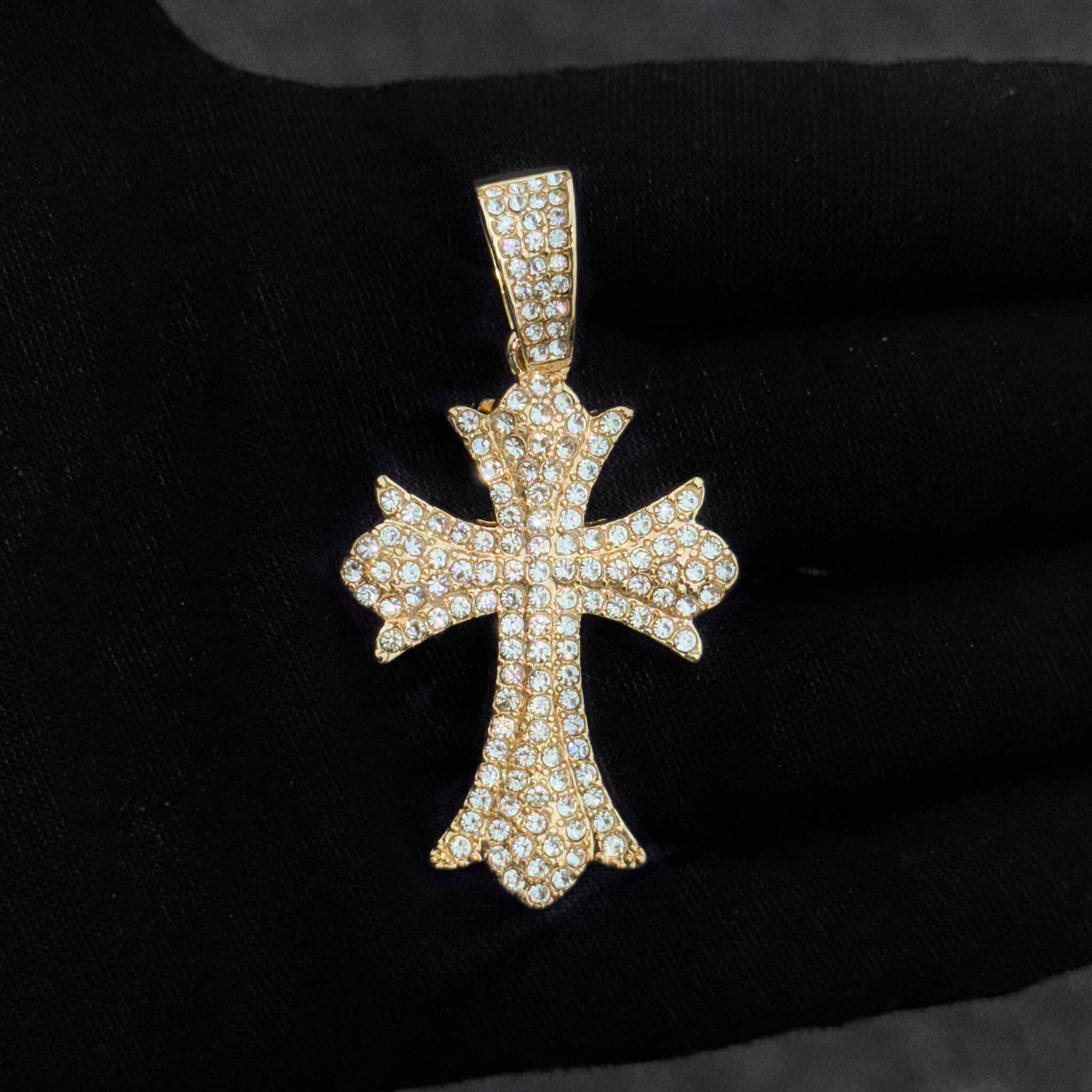 Men's Large 30mm Iced-Out Cross Pendant with 8mm Rope Chain