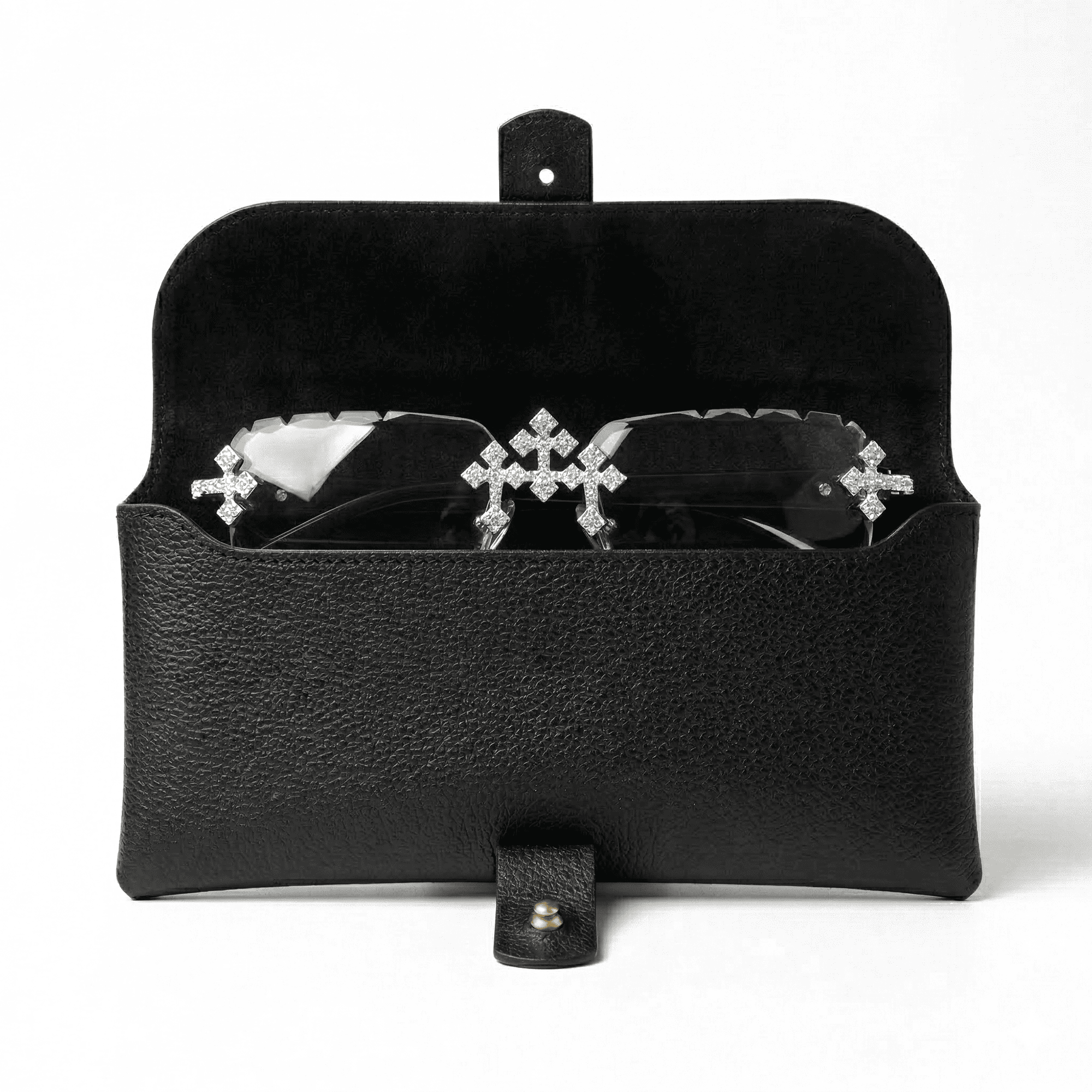 Black Faux Leather Sunglasses Pouch – Slim Design