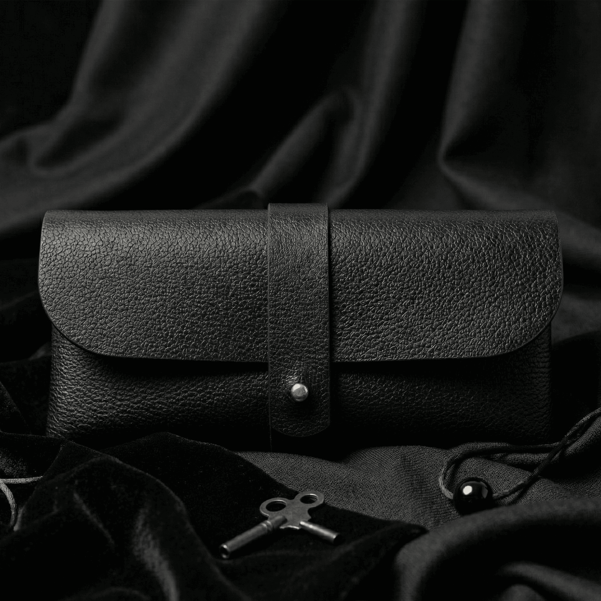 Black Faux Leather Sunglasses Pouch – Slim Design