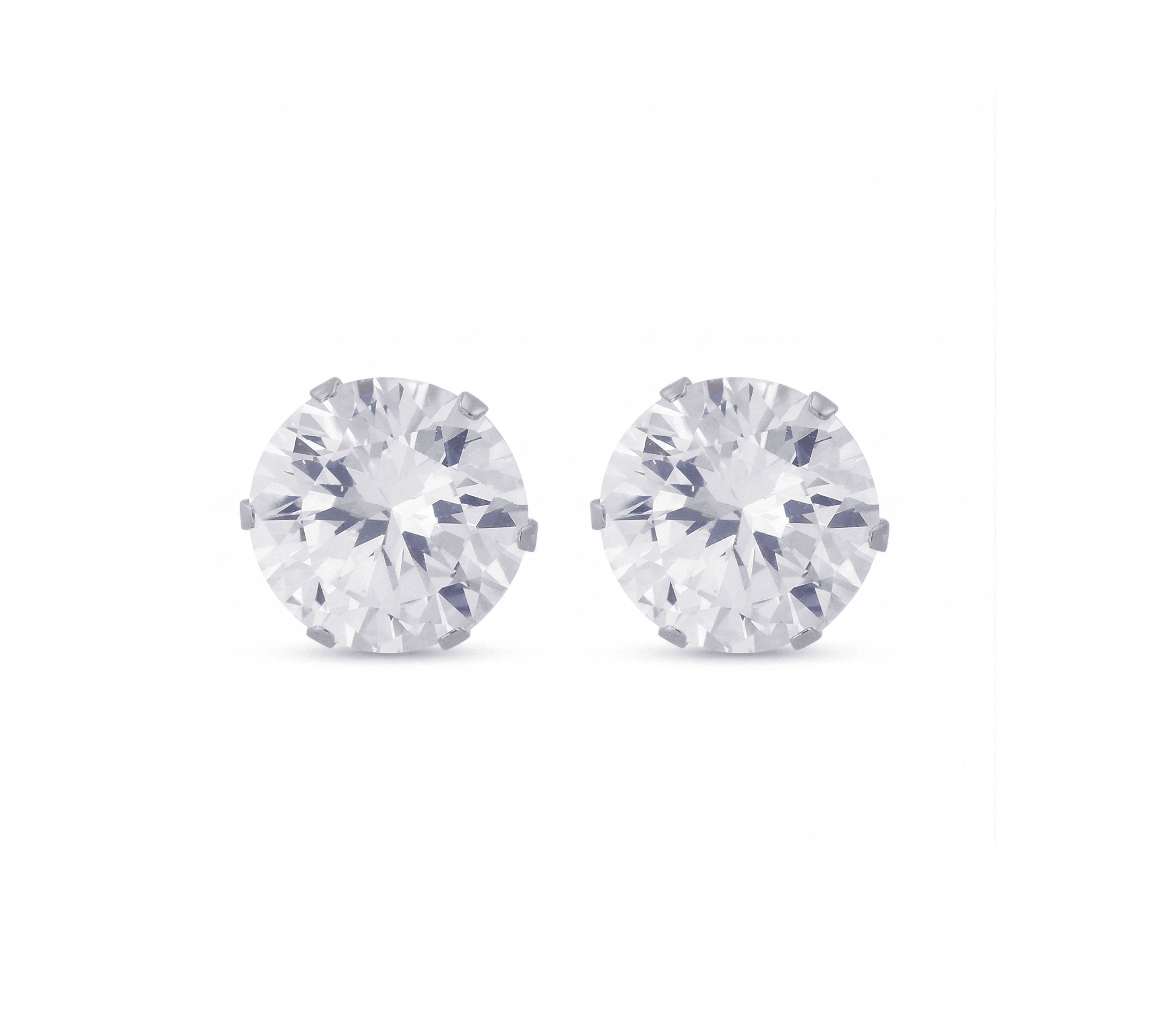 Stainless Steel CZ Round Stud Earrings – 4mm to 8mm