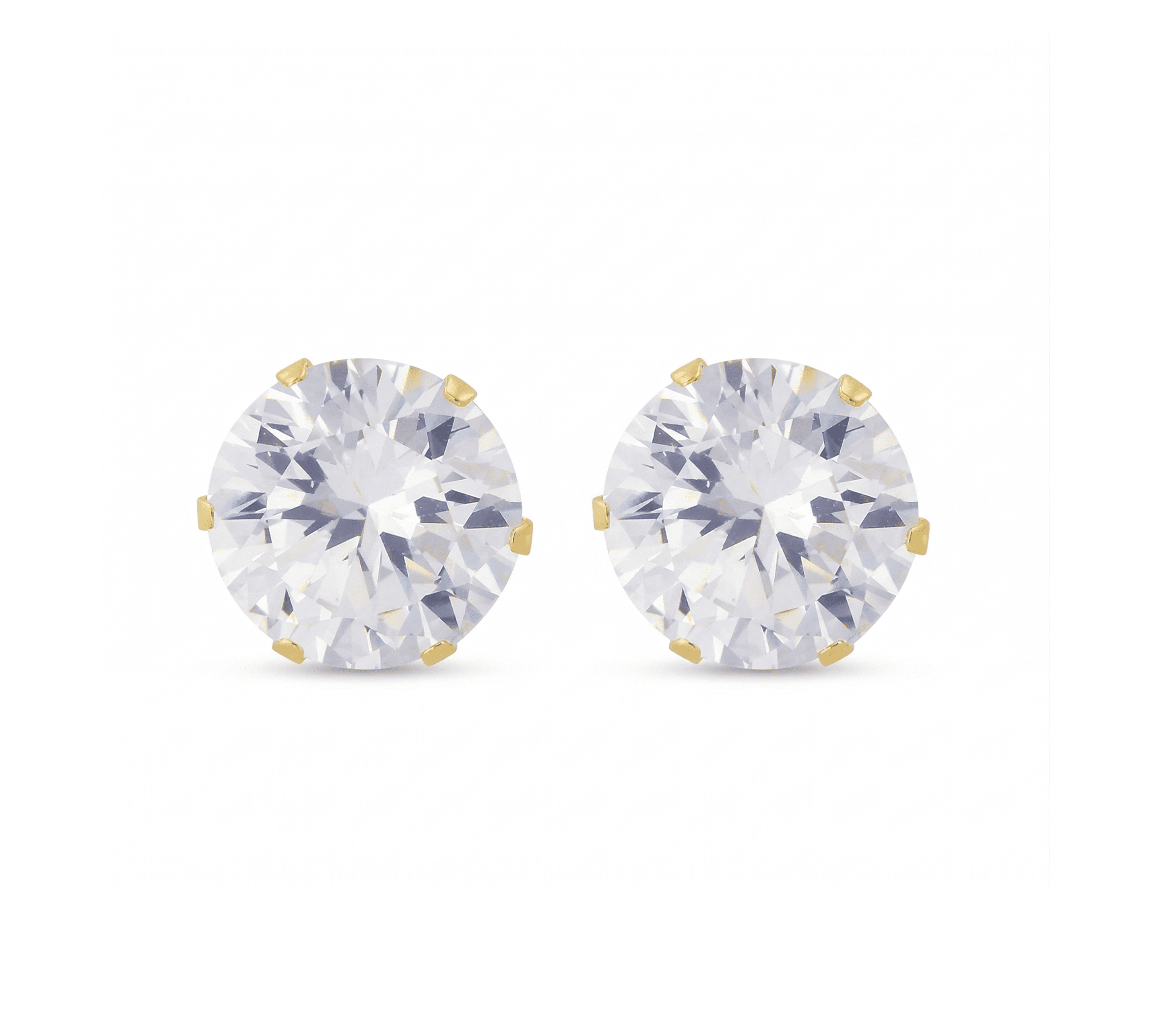 Stainless Steel CZ Round Stud Earrings – 4mm to 8mm