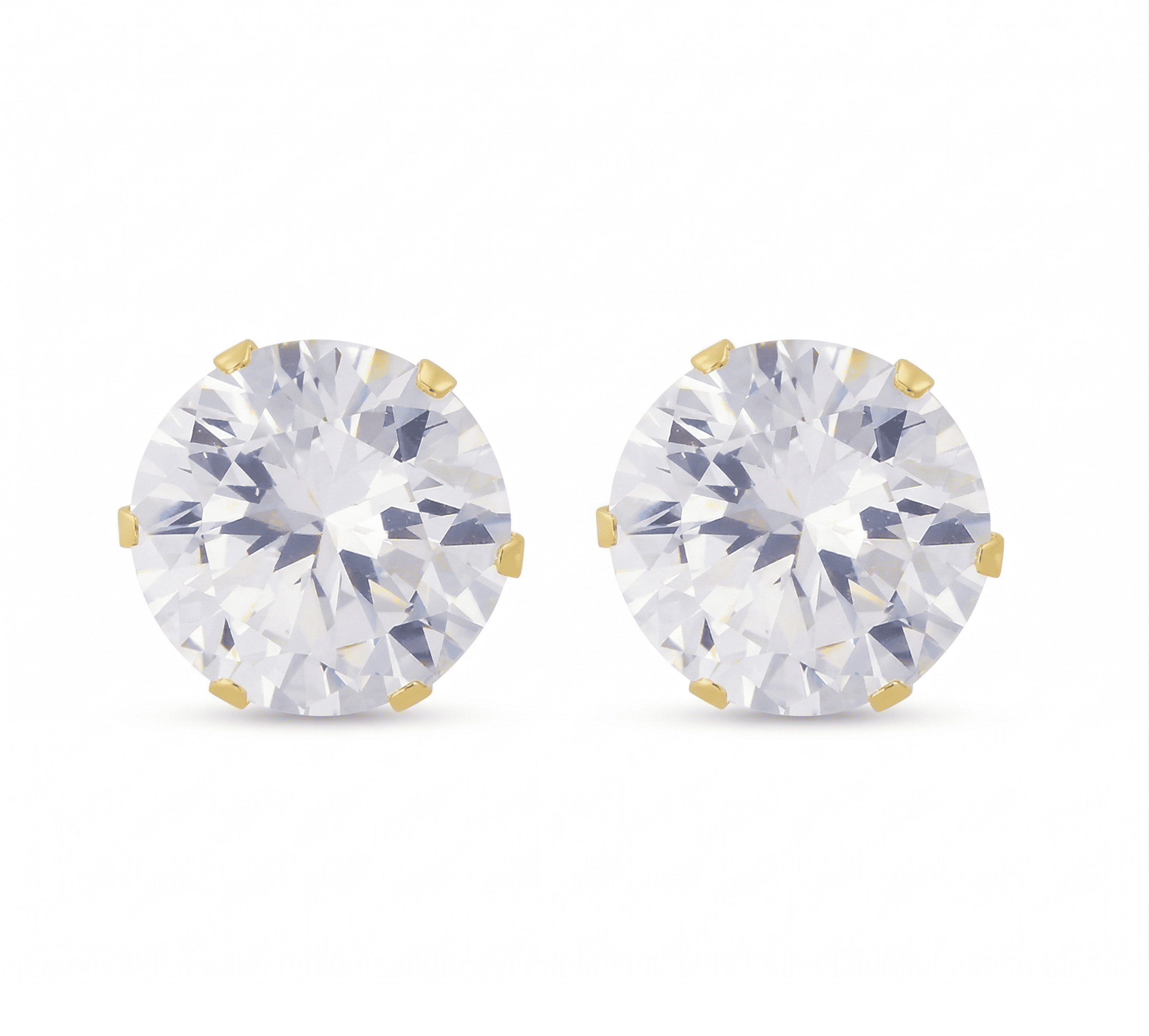 Stainless Steel CZ Round Stud Earrings – 4mm to 8mm