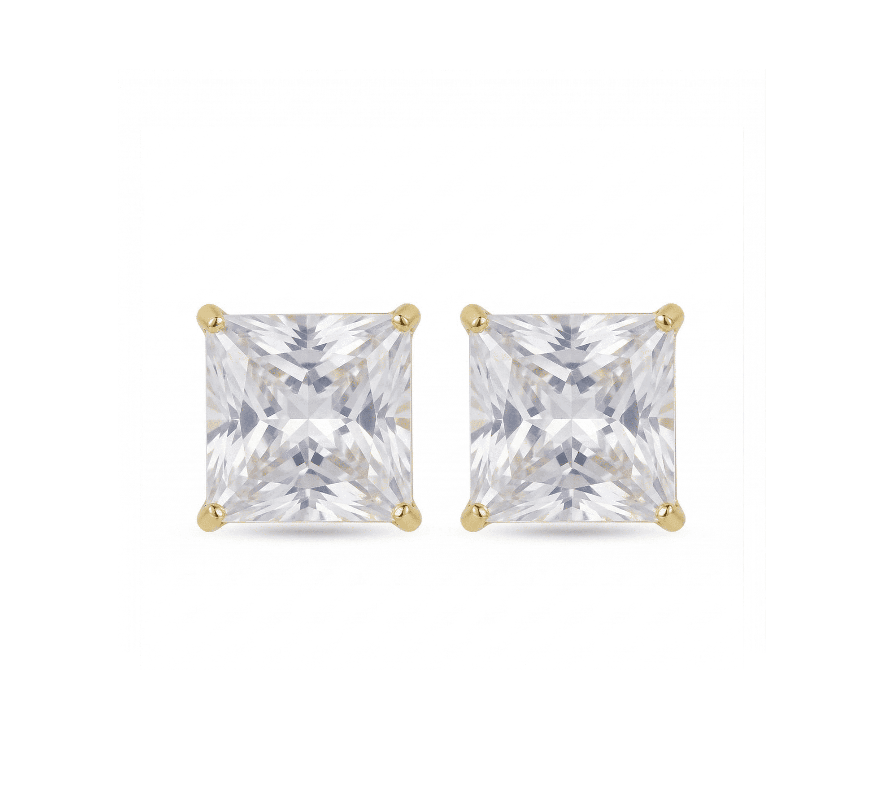 Stainless Steel CZ Square Stud Earrings – 4mm to 8mm
