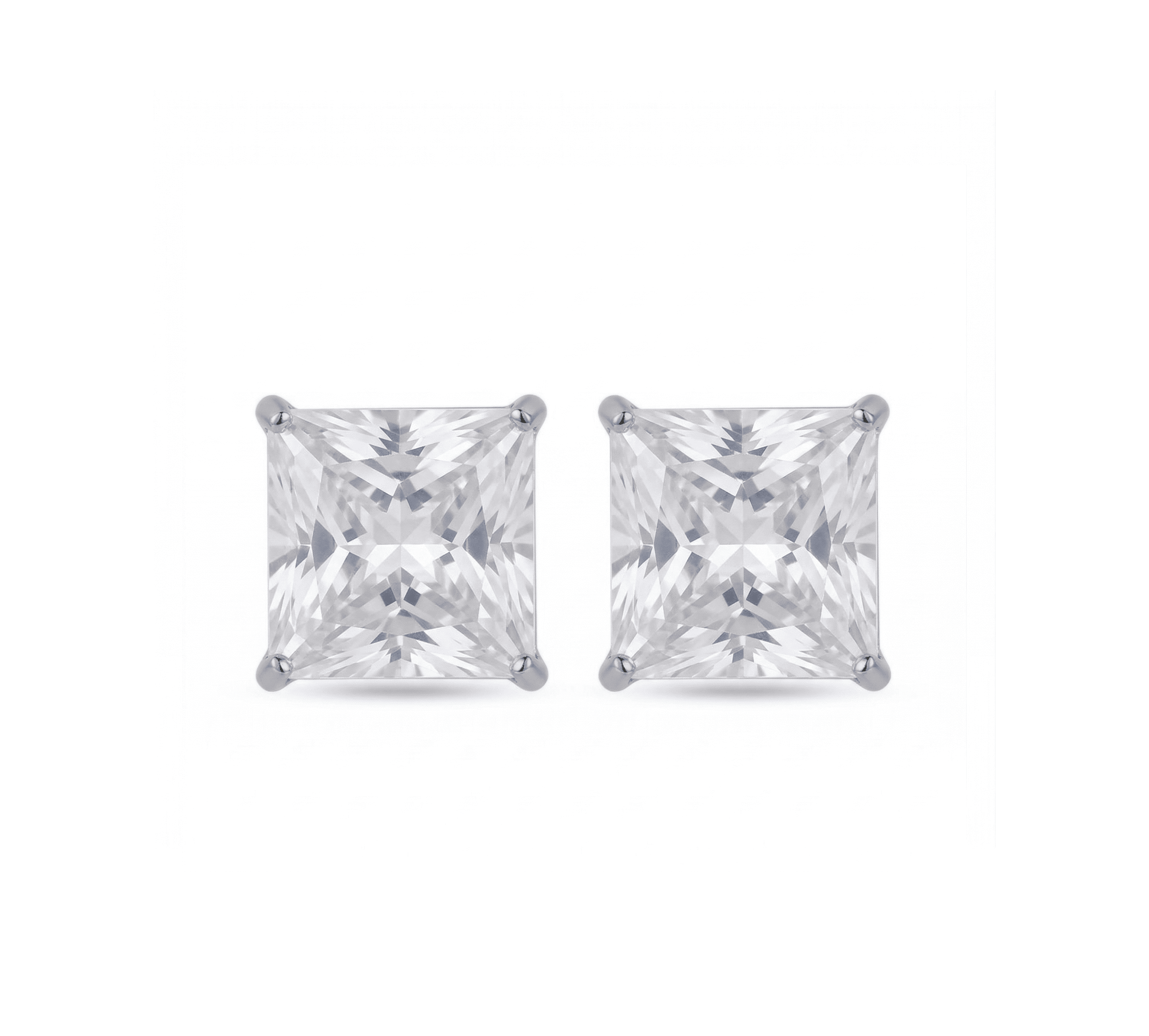 Stainless Steel CZ Square Stud Earrings – 4mm to 8mm