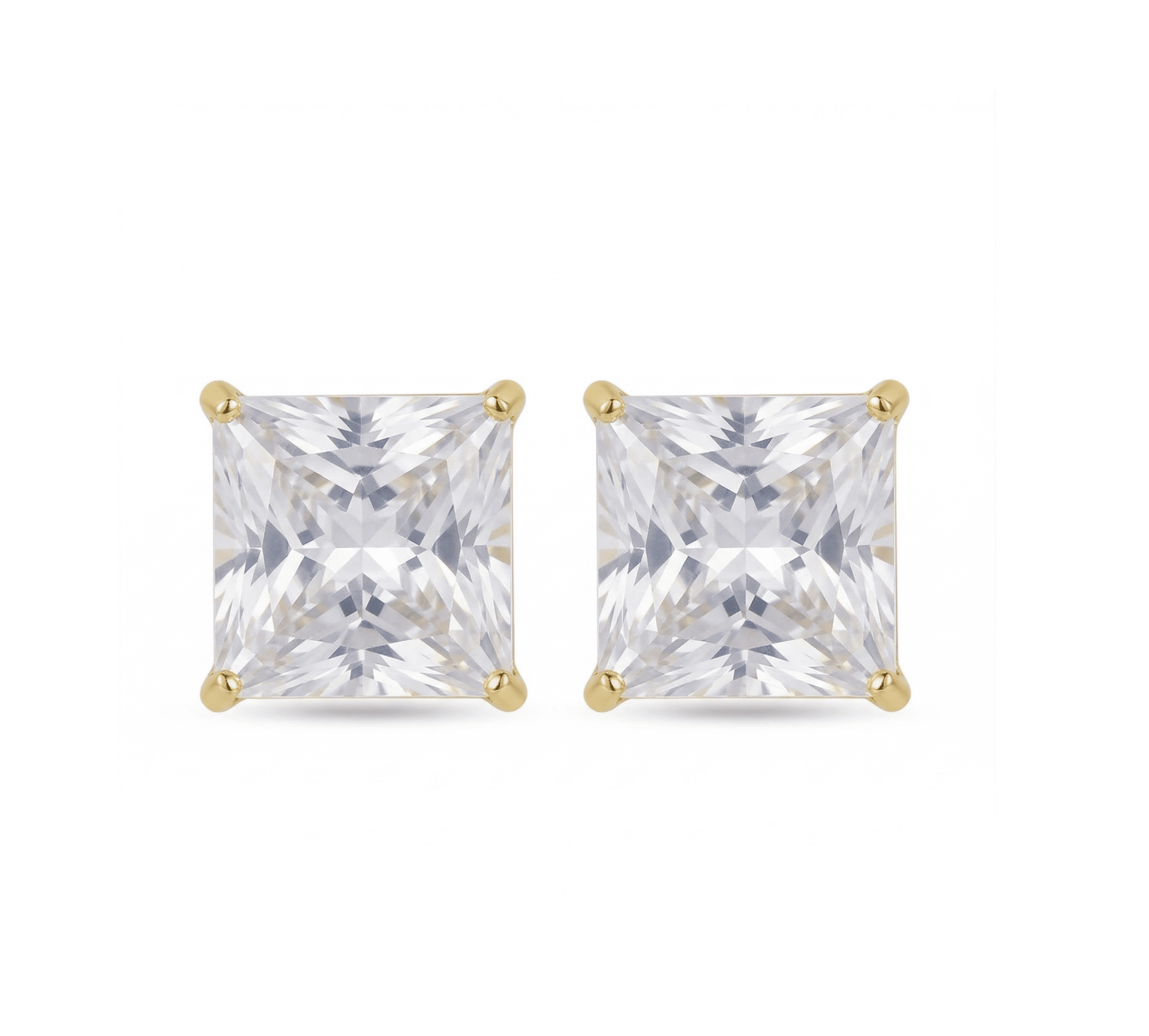 Stainless Steel CZ Square Stud Earrings – 4mm to 8mm