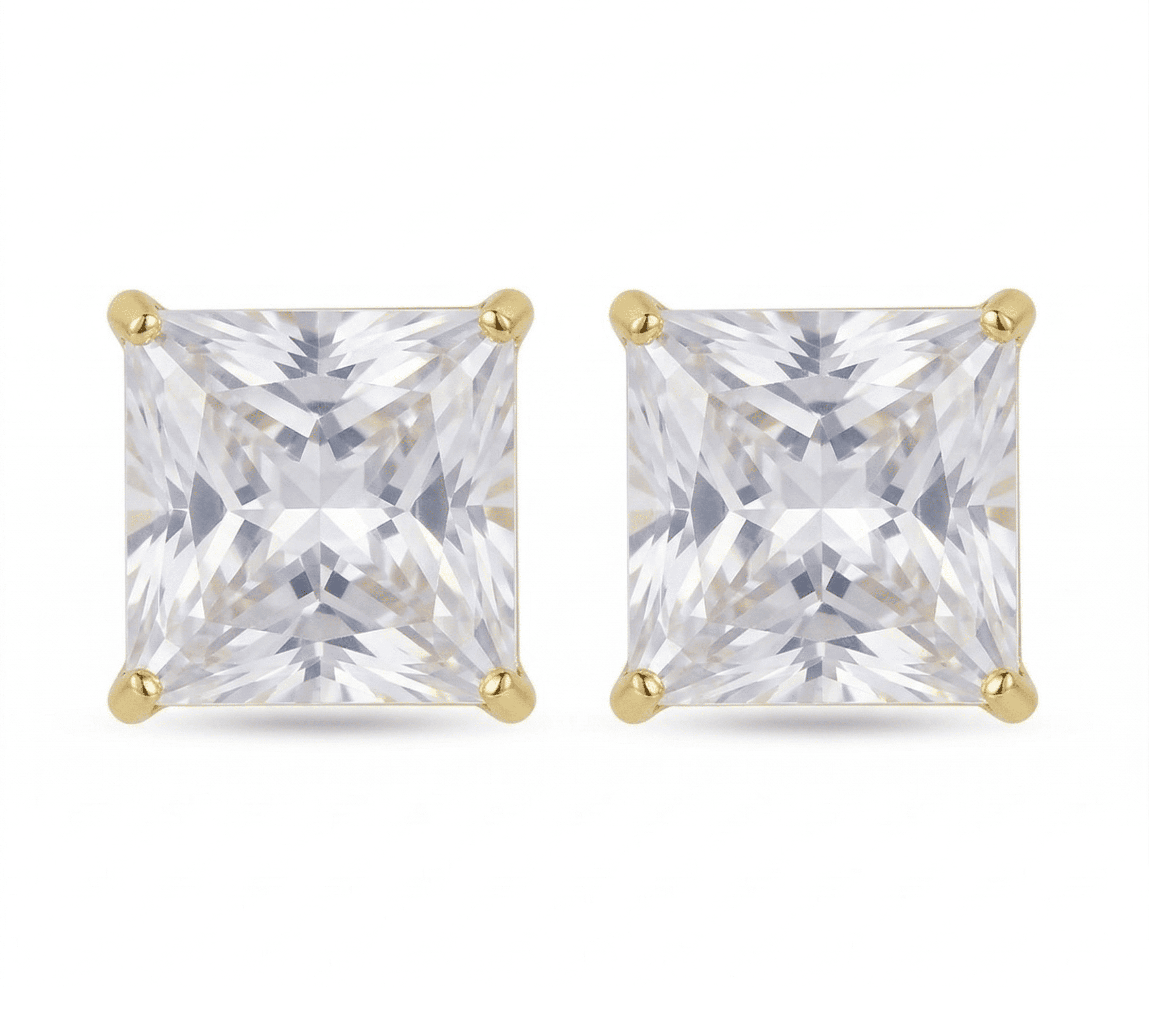 Stainless Steel CZ Square Stud Earrings – 4mm to 8mm