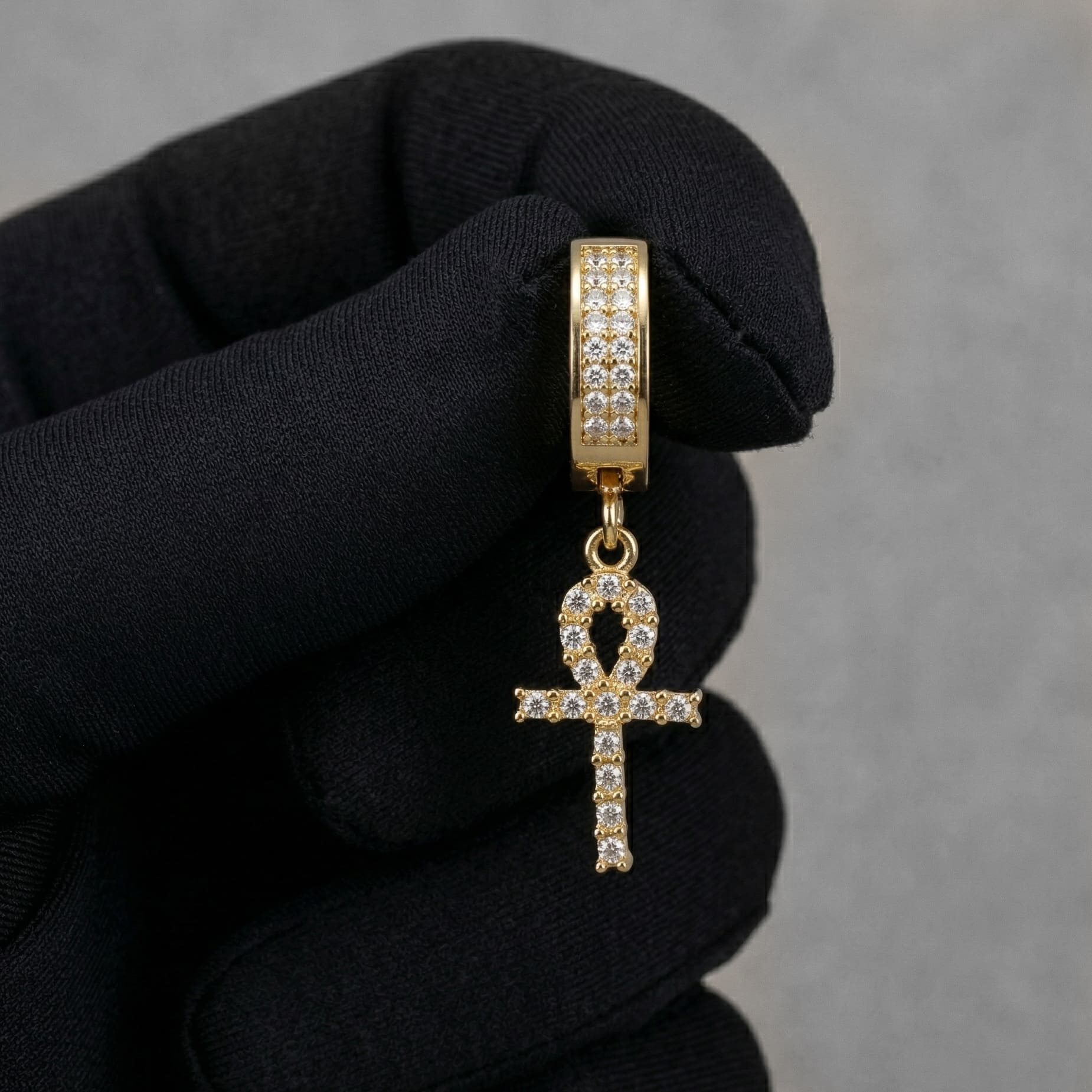 Stainless Steel Hanging Cross Huggie Earrings
