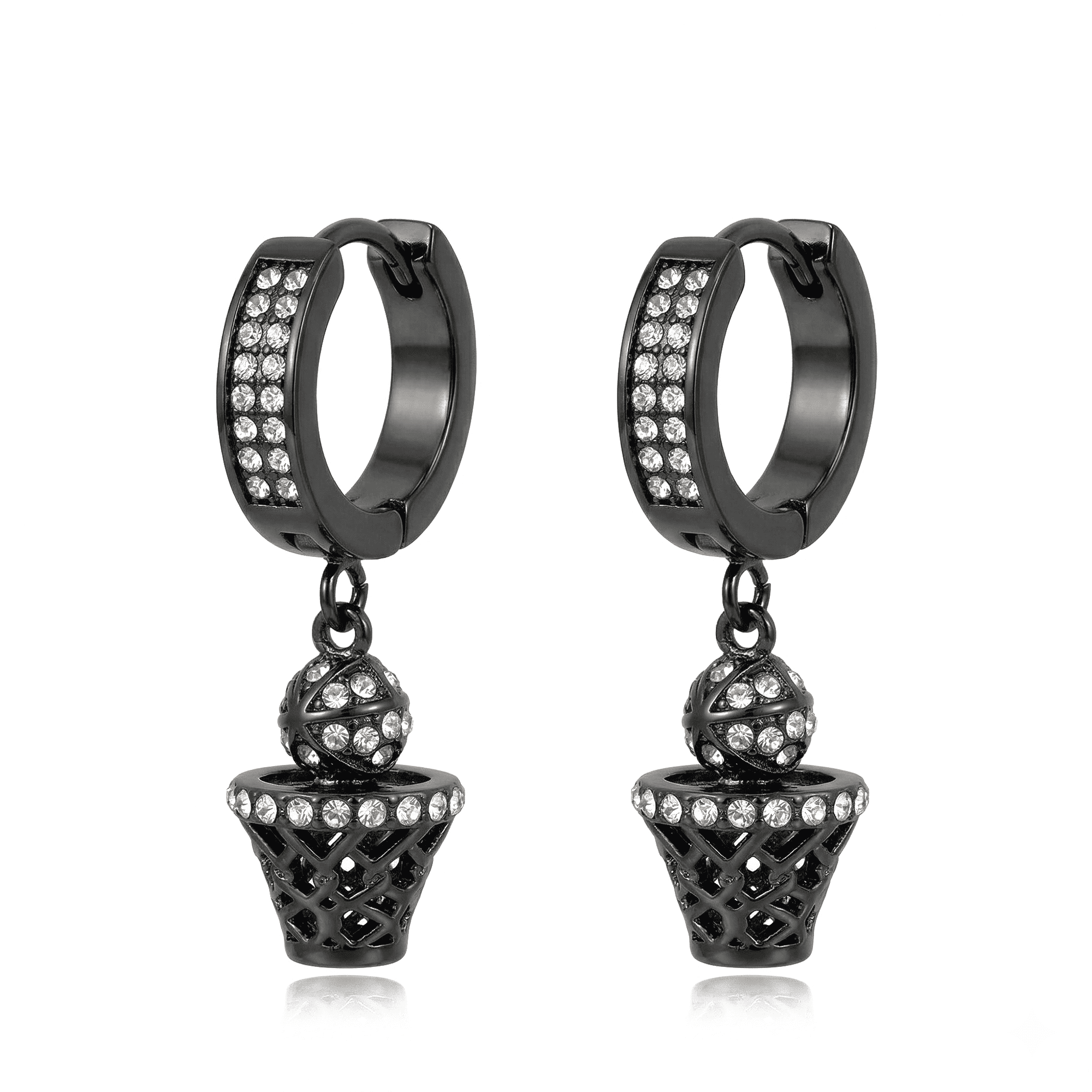 Stainless Steel Hanging Huggie Earrings - Sports Design