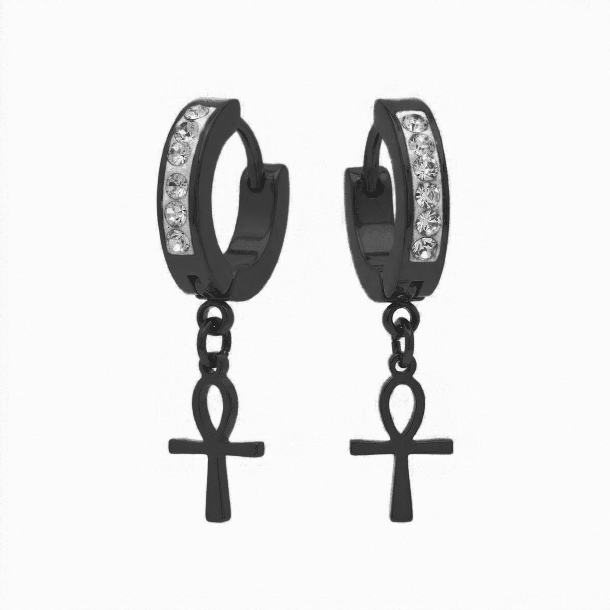 Stainless Steel Hanging Cross Huggie Earrings