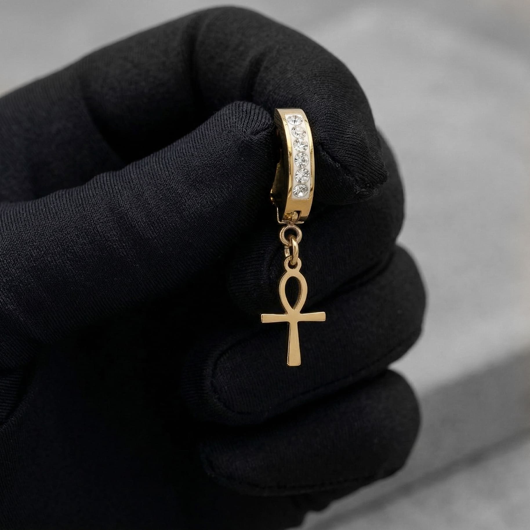 Stainless Steel Hanging Cross Huggie Earrings