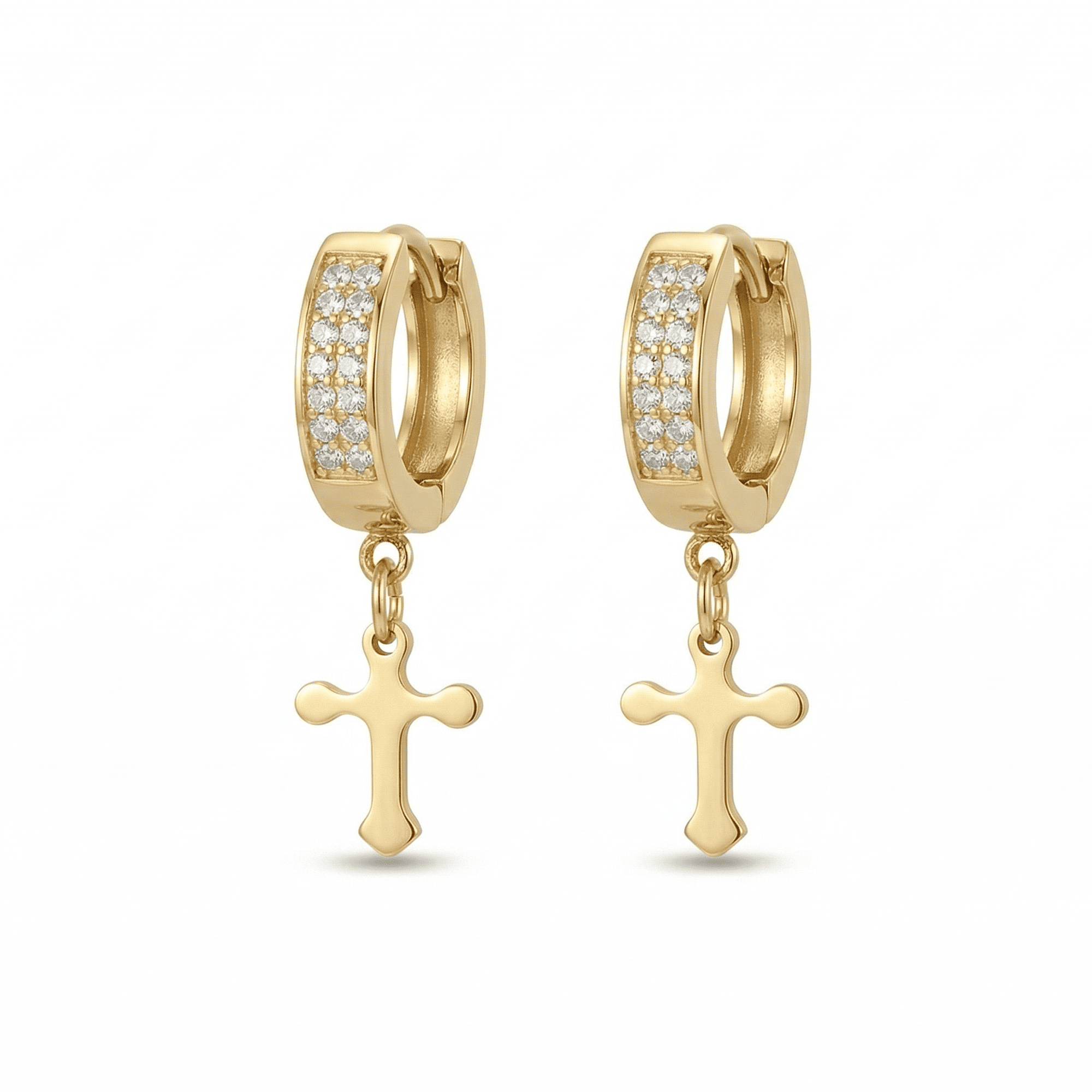 Stainless Steel Hanging Cross Huggie Earrings