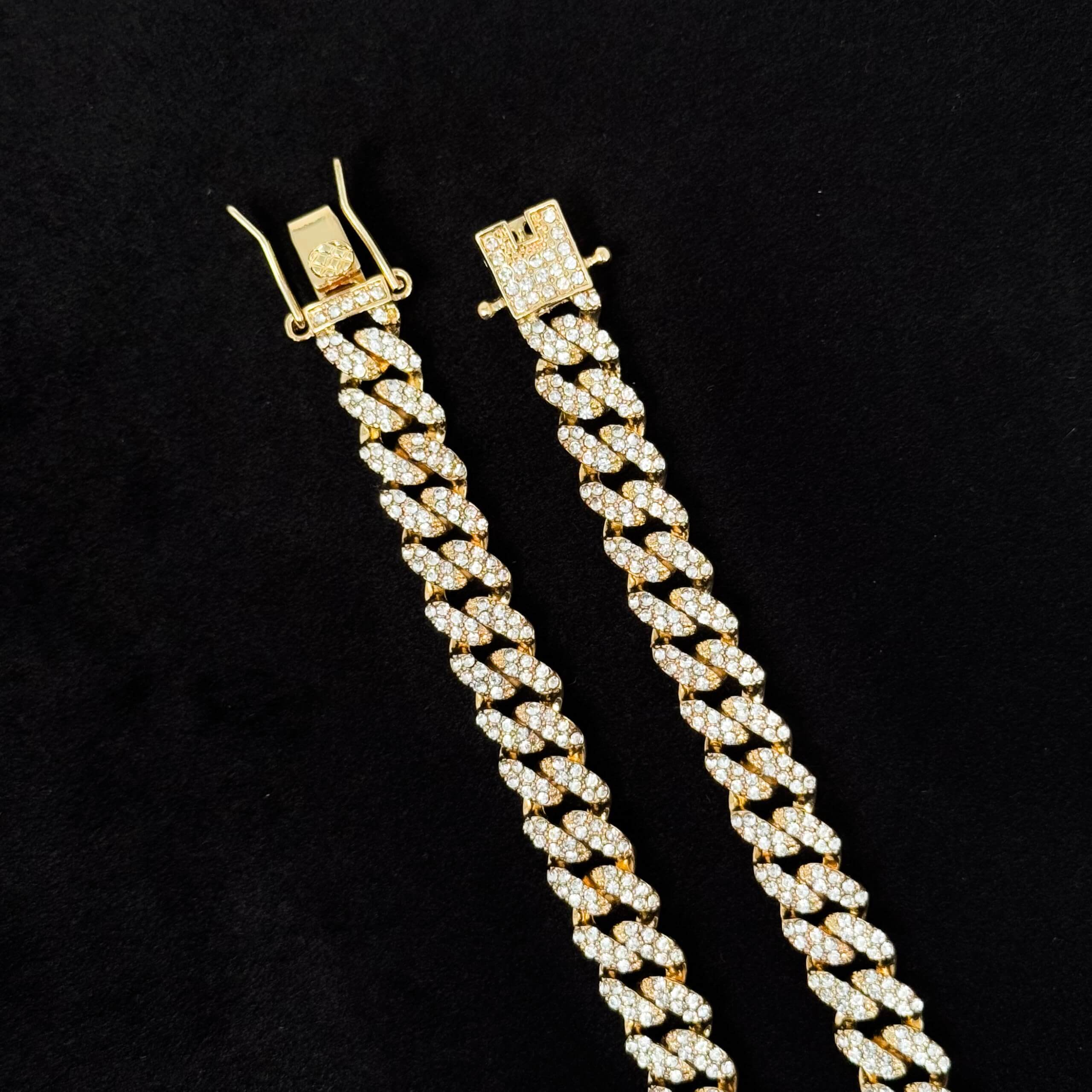 Men's 13mm Iced Out Cuban Link Chain & Bracelet Set