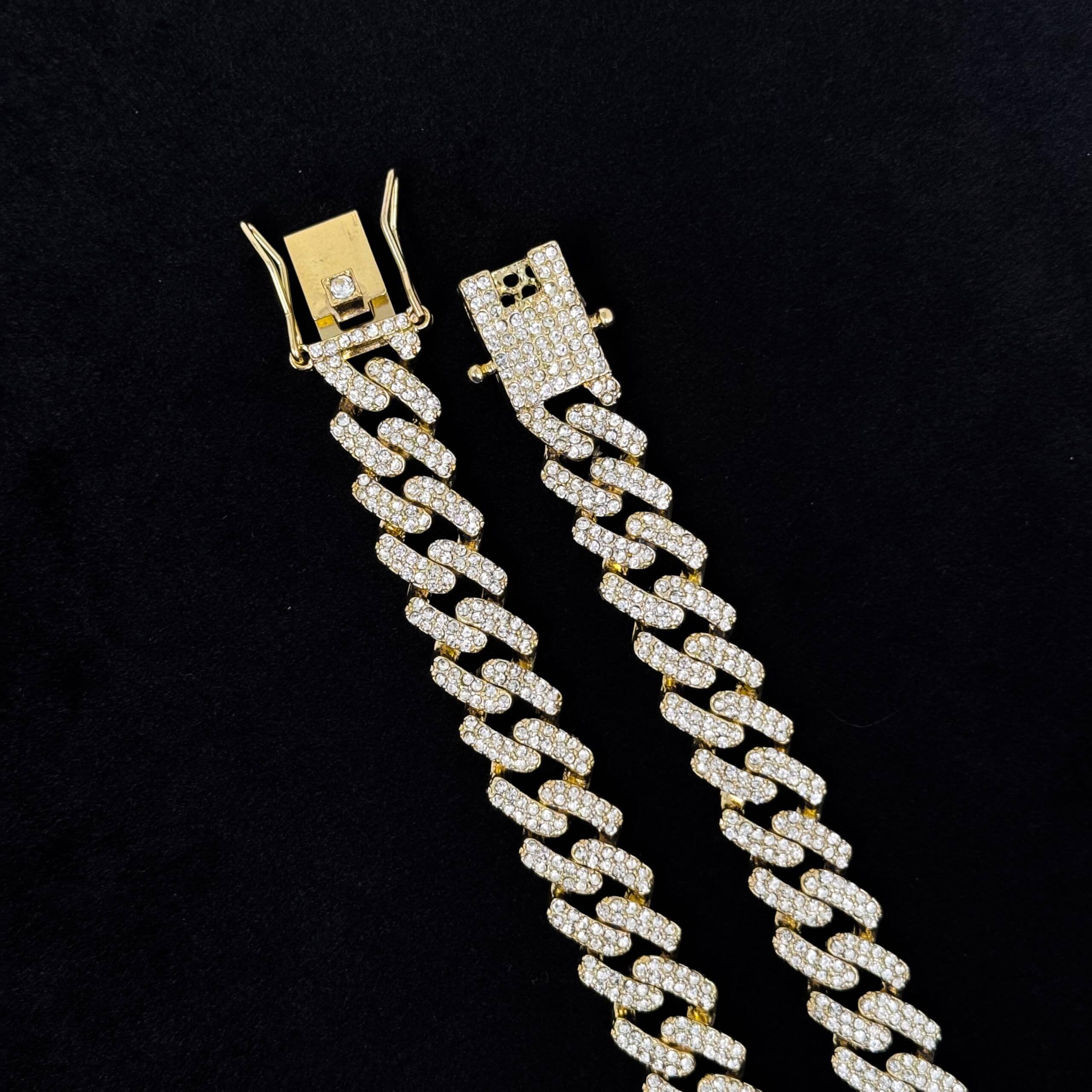 Men's 12mm Iced Out Cuban Link Chain & Bracelet Set