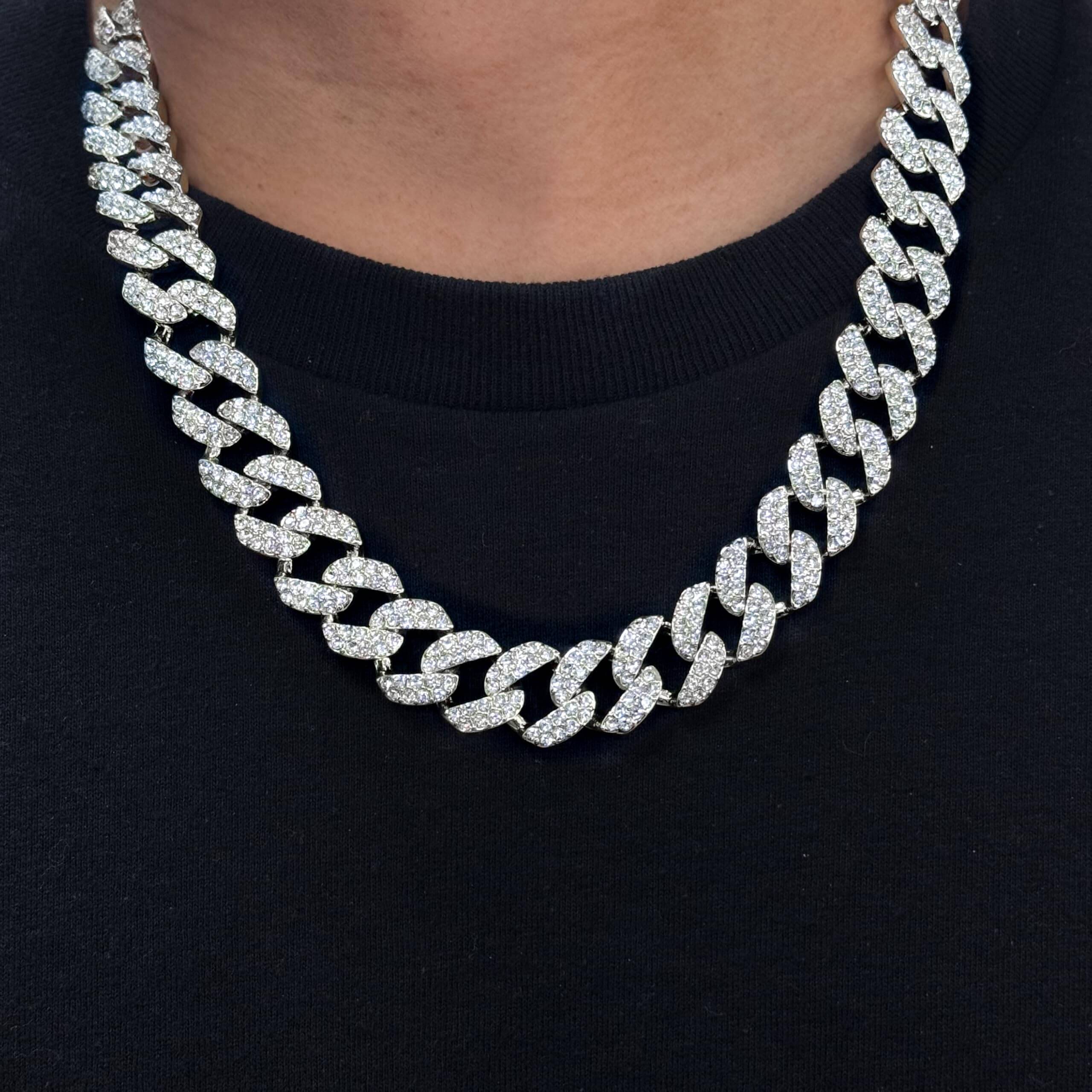 Men's 15mm Iced Out Cuban Link Chain & Bracelet Set