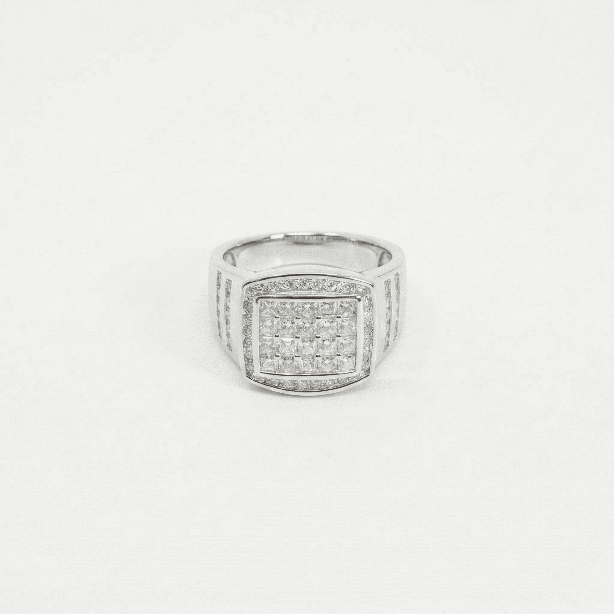 Iced 1.84CT Moissanite Rectangular Cluster Ring in Premium Sterling Silver