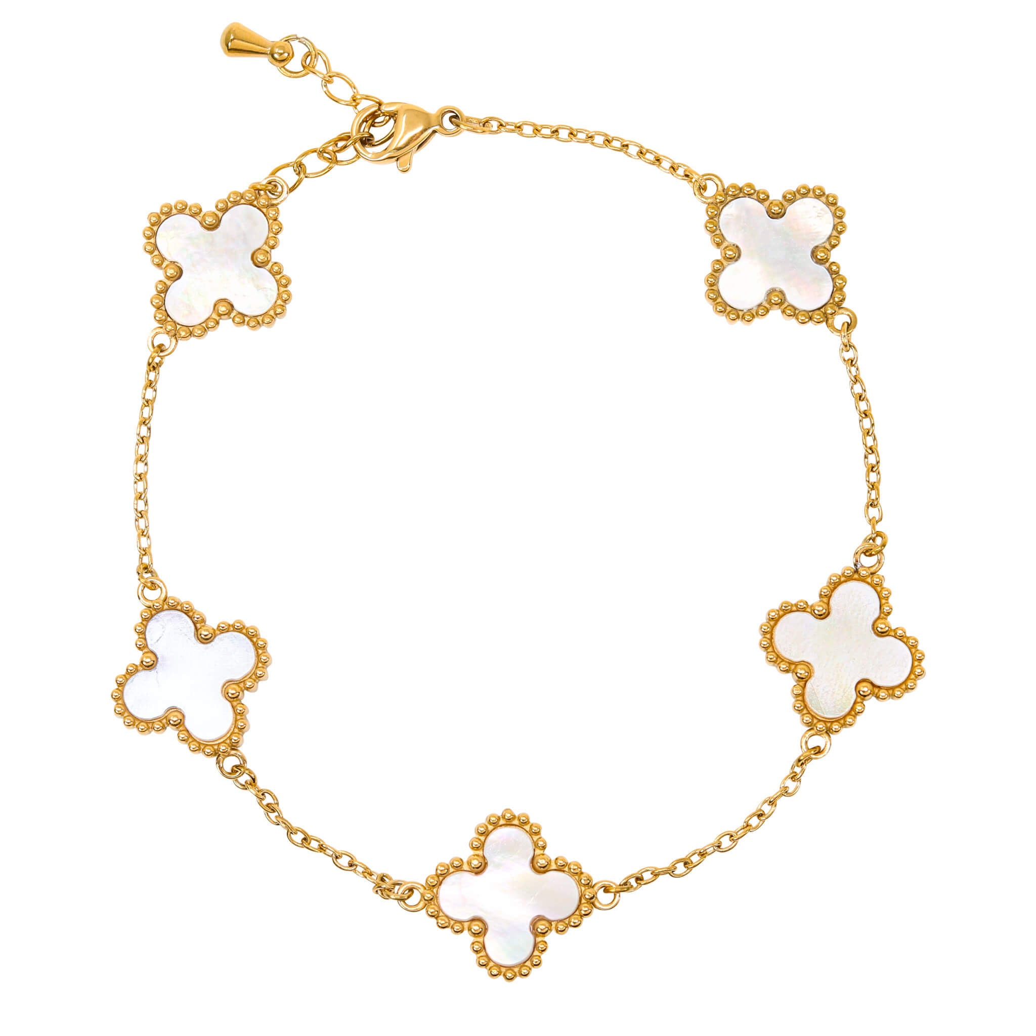 Men's 13mm Gold 4-Leaf Clover Bracelet in Premium Stainless Steel - Double Sided Charms, Water, Heat & Sweat Resistant