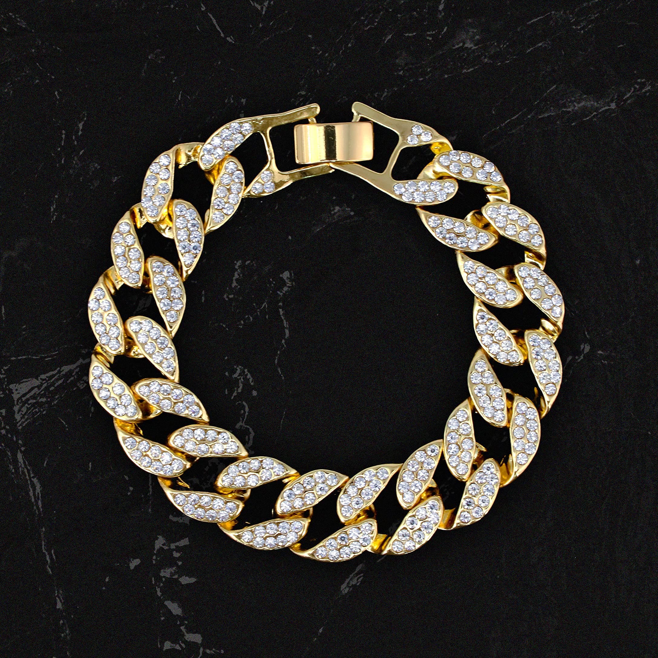 Men’s 41mm Iced Out Tonneau Watch and Cuban Bracelet Set