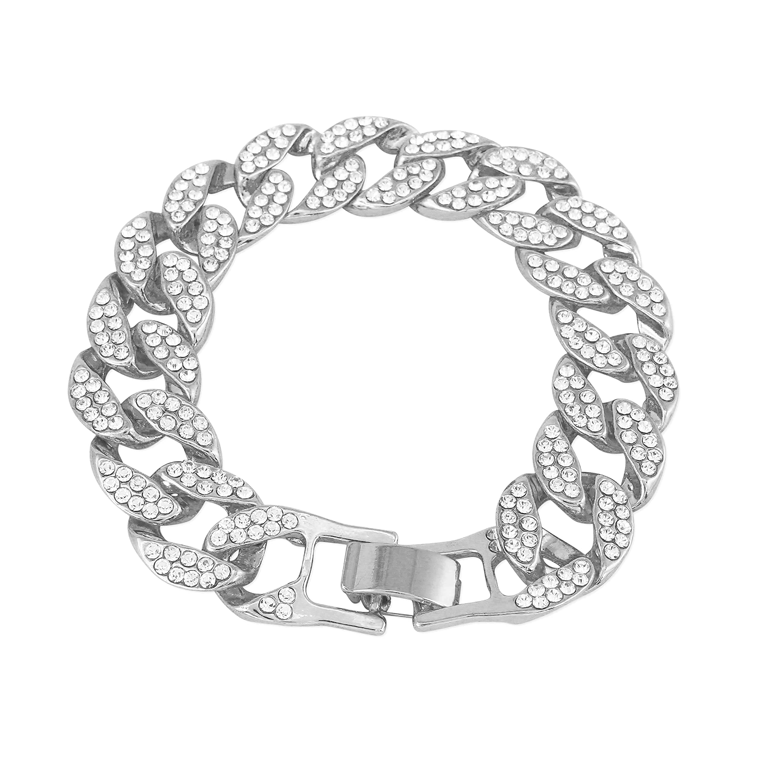 Men's 43mm Iced Out Octagon Watch and Cuban Link Bracelet Set