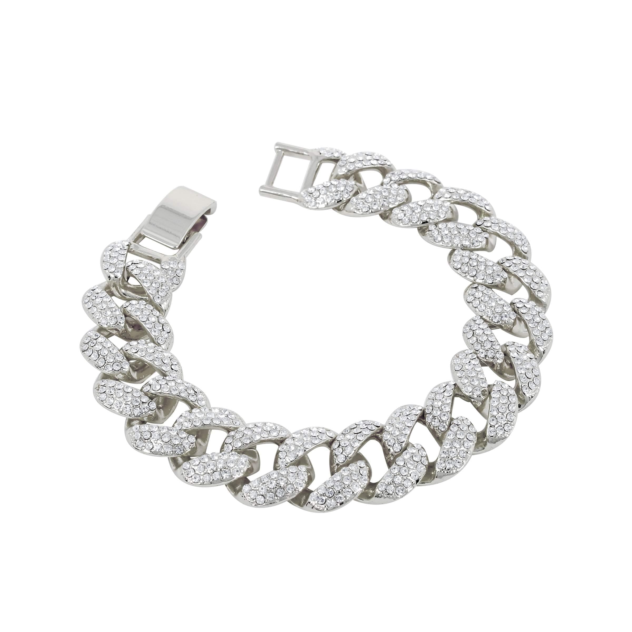 Men's 40mm Iced Out Rectangle Watch and Cuban Bracelet Set