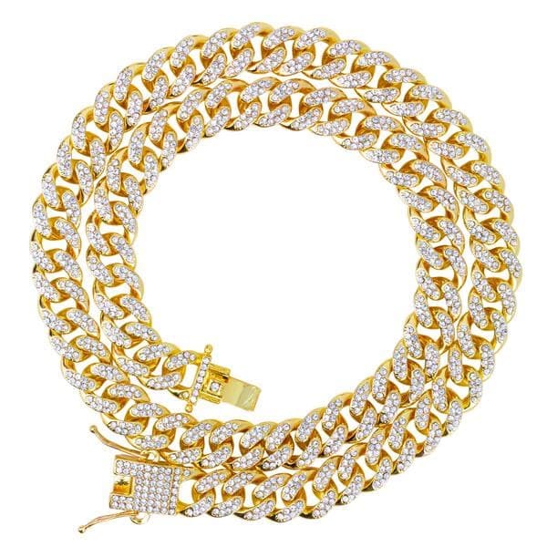 Men's 45mm Iced Out Roman Dial Watch and Cuban Chain Set