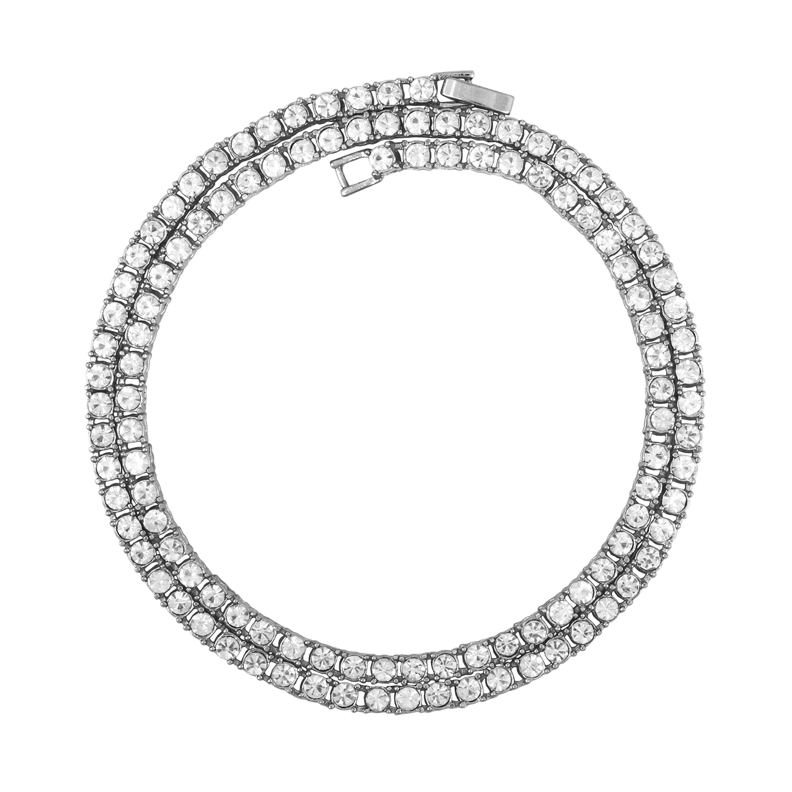Women's 44mm Iced Out Solitaire Watch and Chain Set