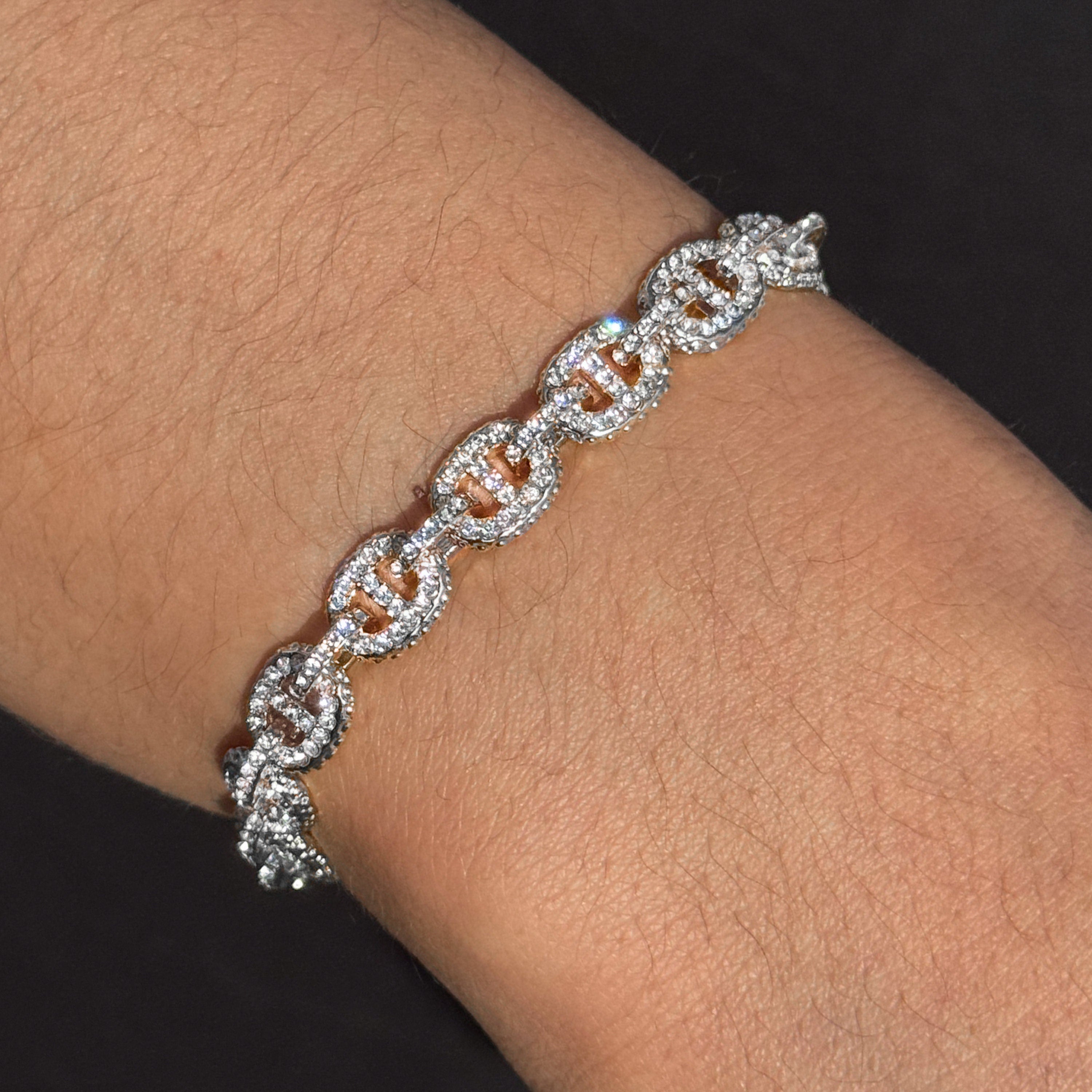 Men's Iced Out 8mm Micro Mariner Link Bracelet