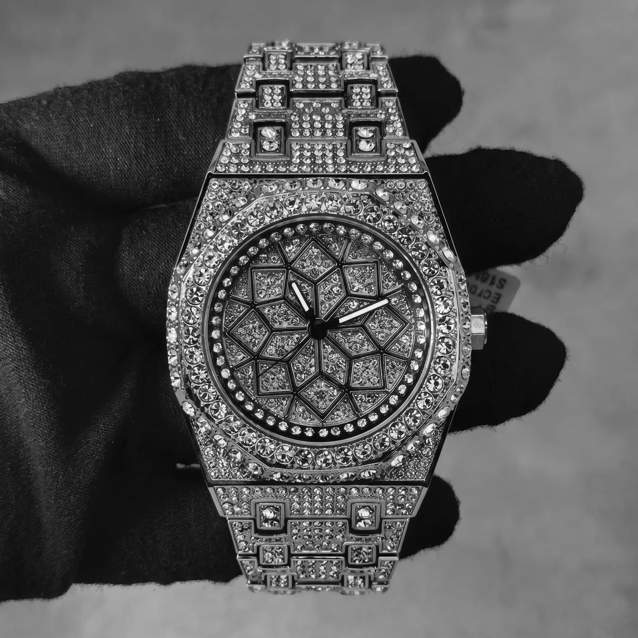 Men's Iced Out 43mm Octagon Shape Watch, Quartz Movement