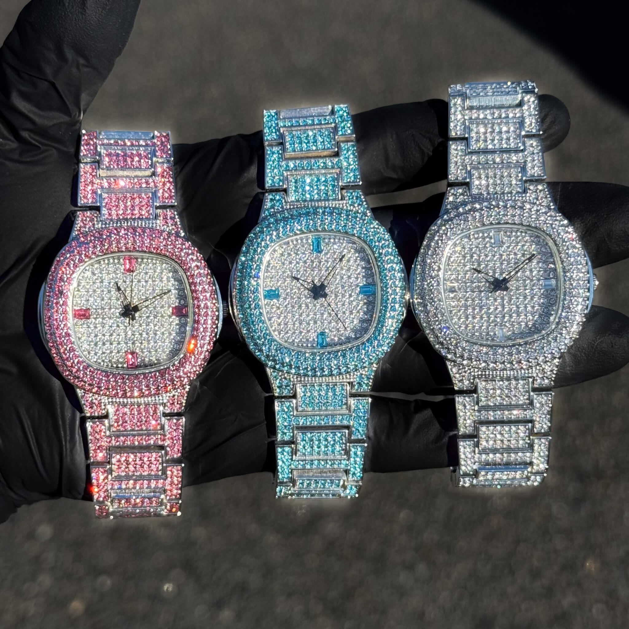 Women's Silver Square Diamond Watch 38mm Numeral Dial with Iced Out Band - Quartz Movement