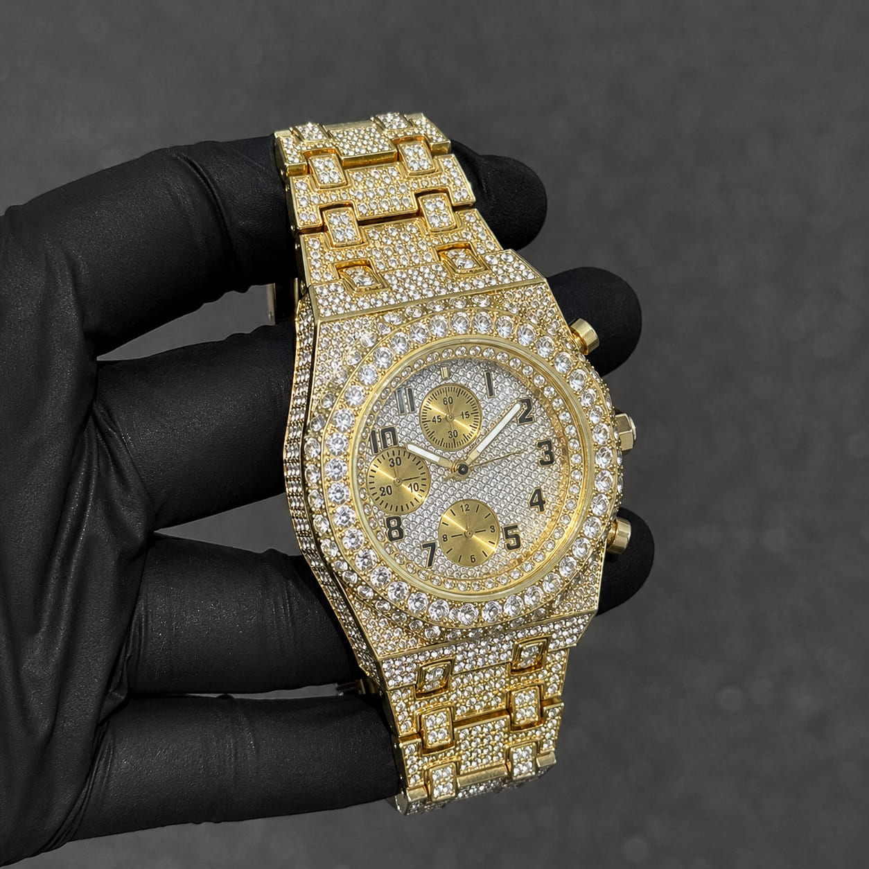 Men's 42mm Fully Iced Out Diamond Watch - Octagon Case, Quartz Movement