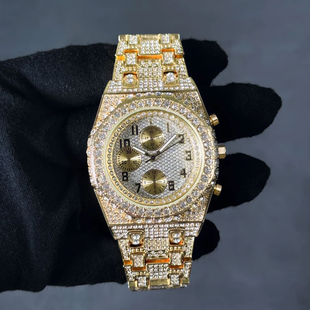 Men's 42mm Fully Iced Out Diamond Watch - Octagon Case, Quartz Movement