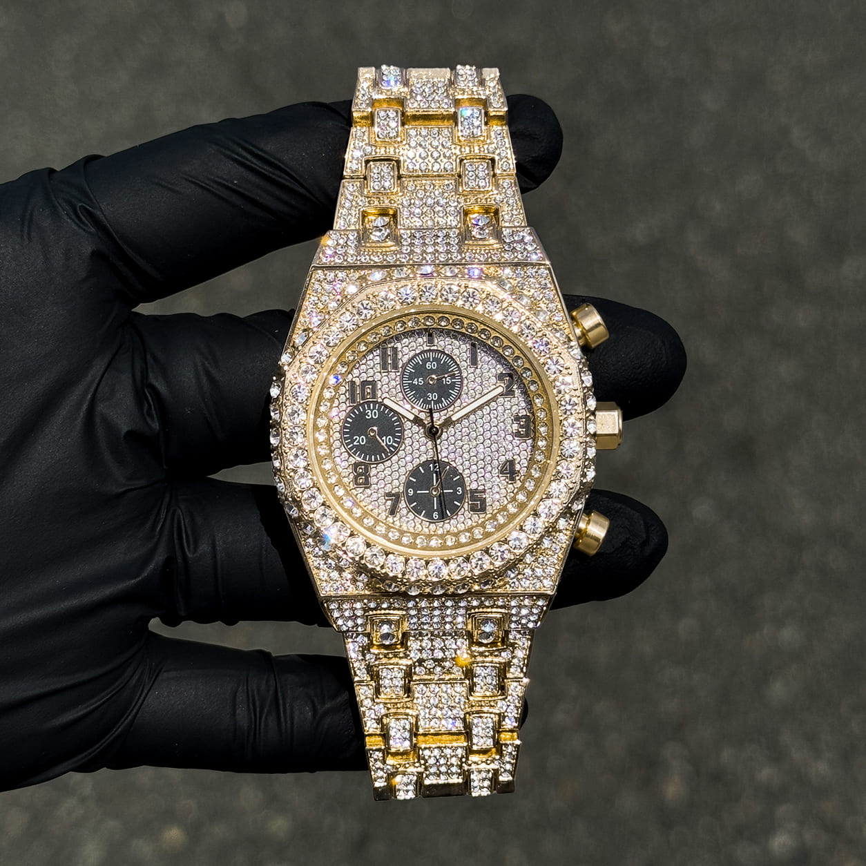 Men's 42mm Fully Iced Out Diamond Watch - Octagon Case, Quartz Movement