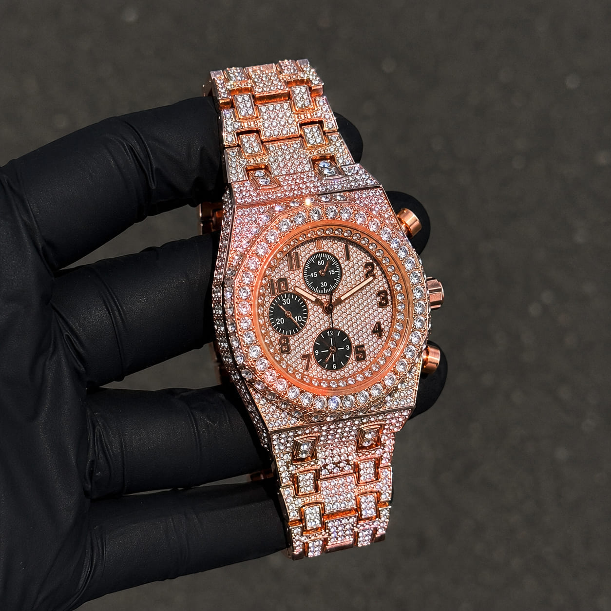 Men's 42mm Fully Iced Out Diamond Watch - Octagon Case, Quartz Movement