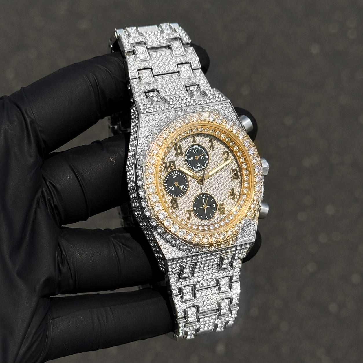 Men's 42mm Fully Iced Out Diamond Watch - Octagon Case, Quartz Movement