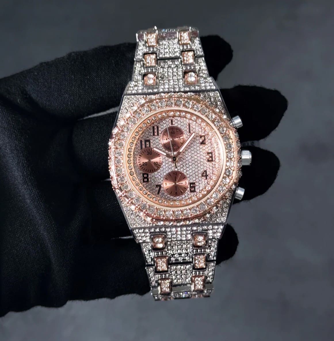 Men's 42mm Fully Iced Out Diamond Watch - Octagon Case, Quartz Movement
