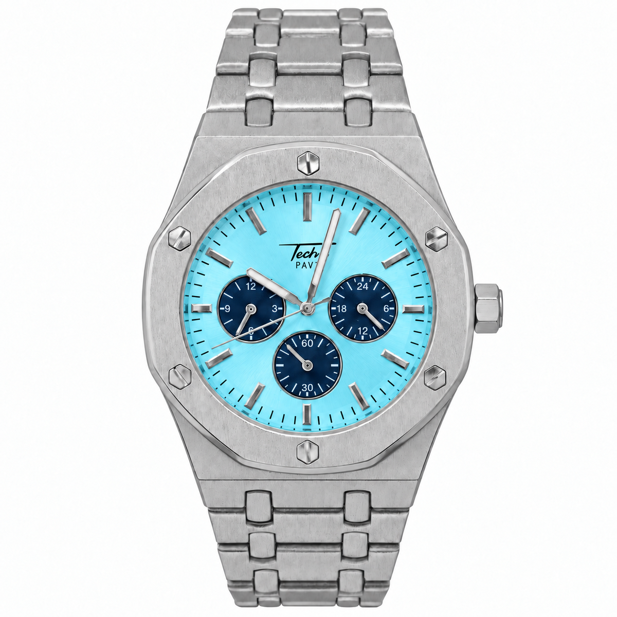 Men’s 42mm Octagon Watch - Metal Band, Quartz Movement