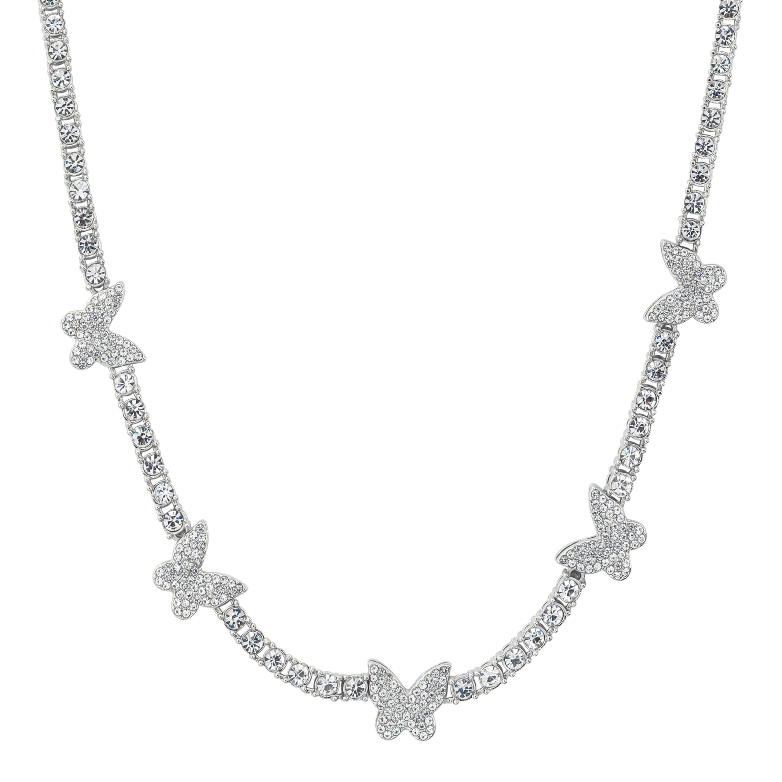 Iced Out 22mm Butterfly Tennis Chain Necklace