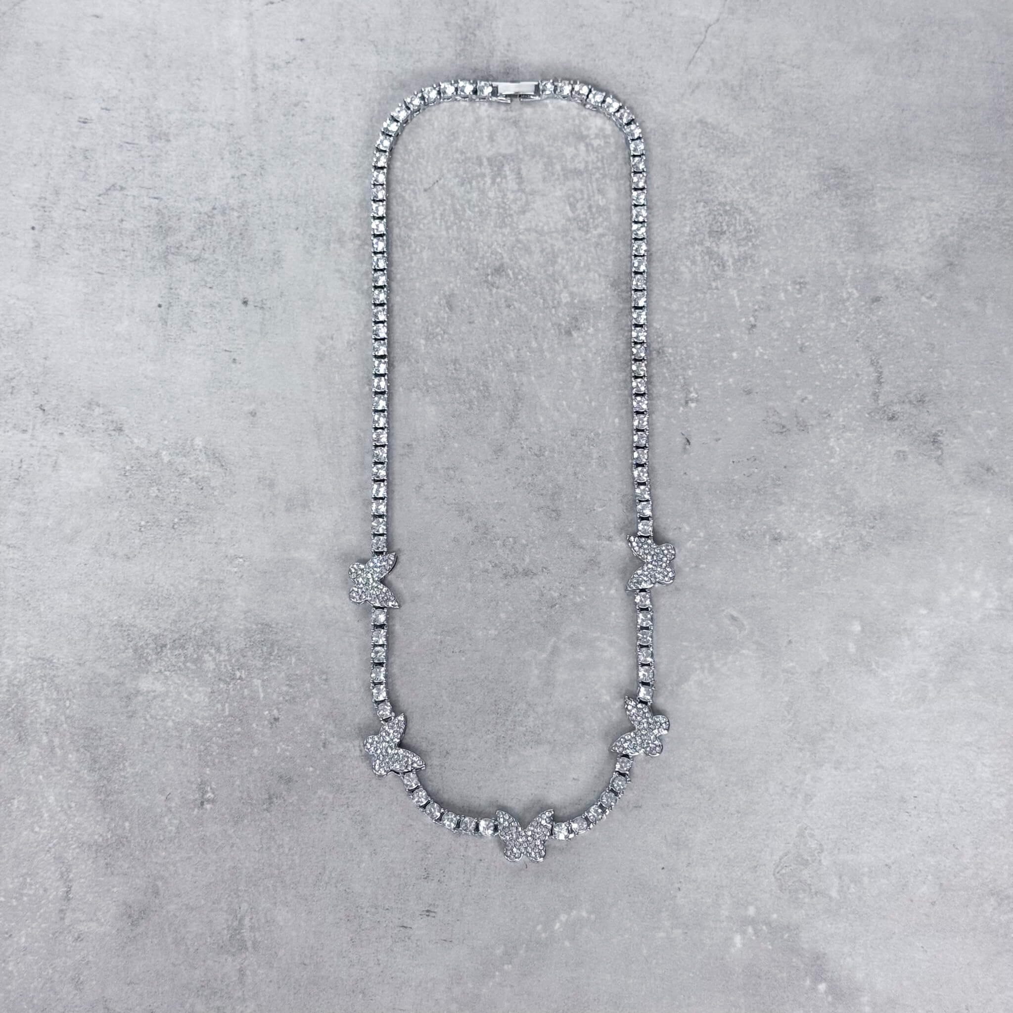 Iced Out 22mm Butterfly Tennis Chain Necklace
