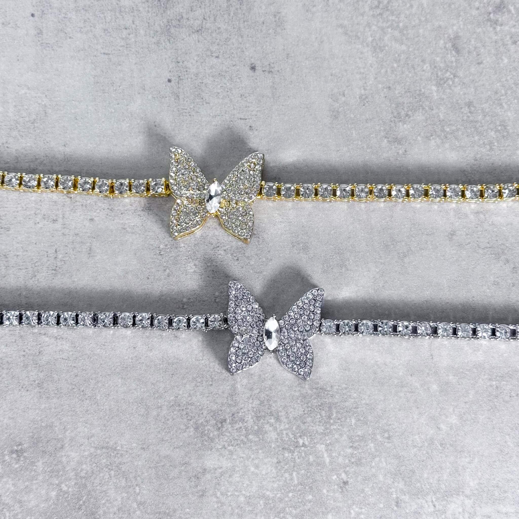 Iced Out 24mm Butterfly Tennis Chain Necklace