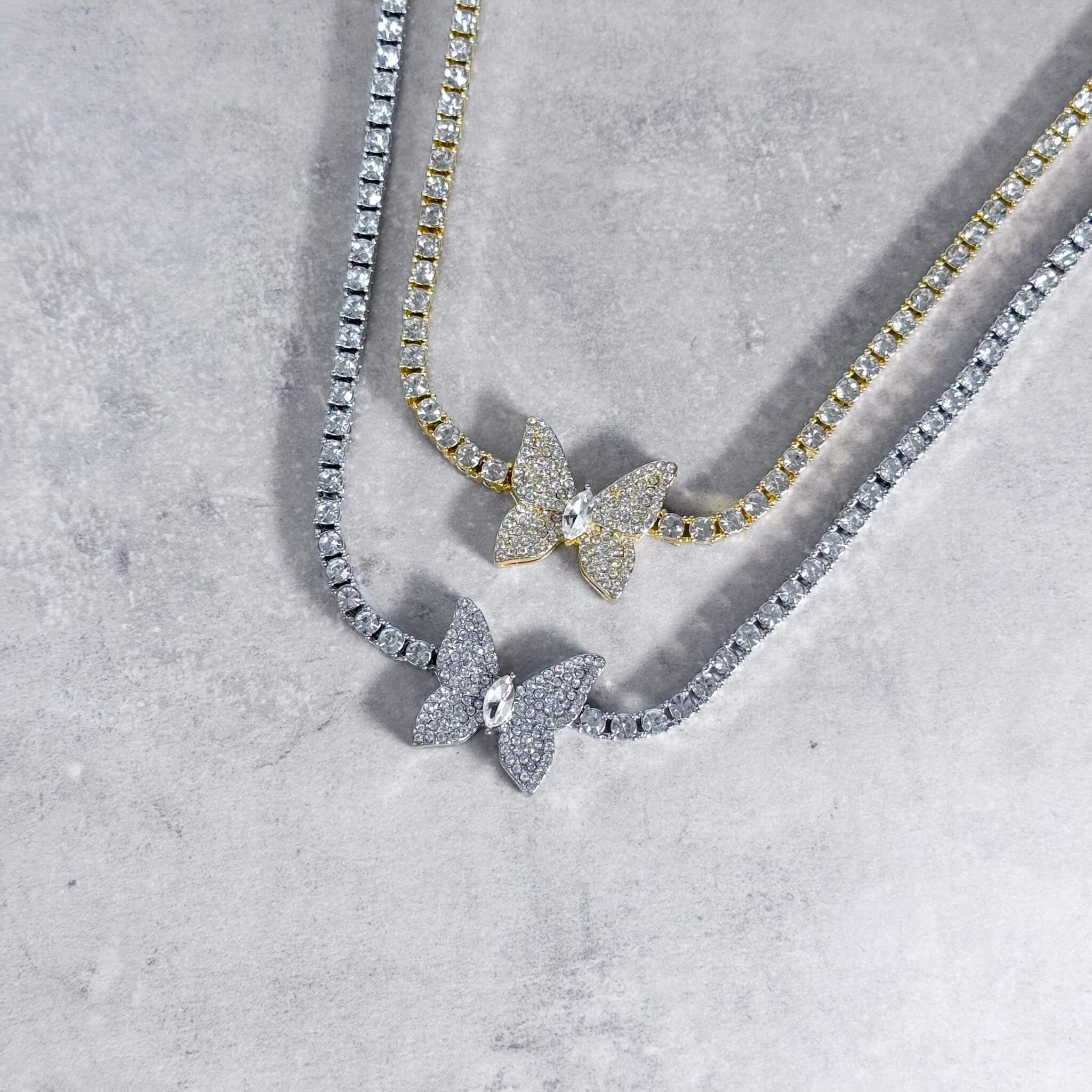 Iced Out 24mm Butterfly Tennis Chain Necklace